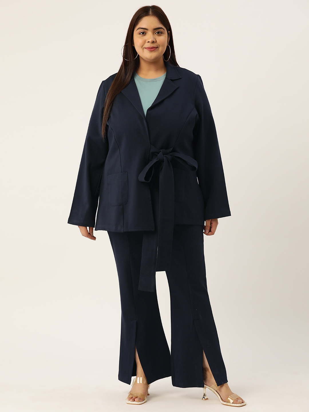 

theRebelinme Plus Size Coat with Trousers, Navy blue