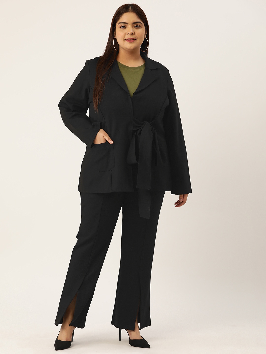 

theRebelinme Plus Size Coat with Trousers, Black