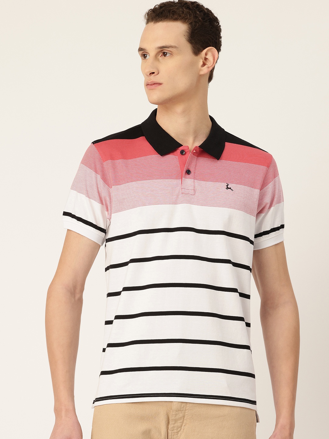 

Parx Striped Polo Collar T-shirt, Orange