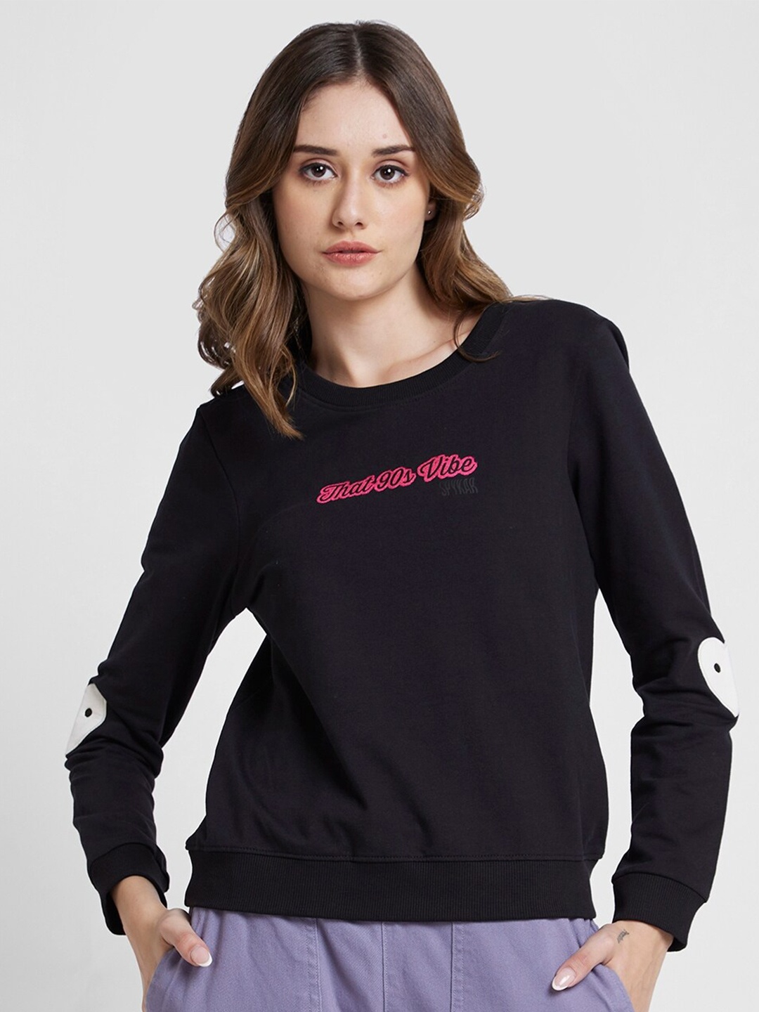 

SPYKAR Typography Printed Sweatshirt, Black