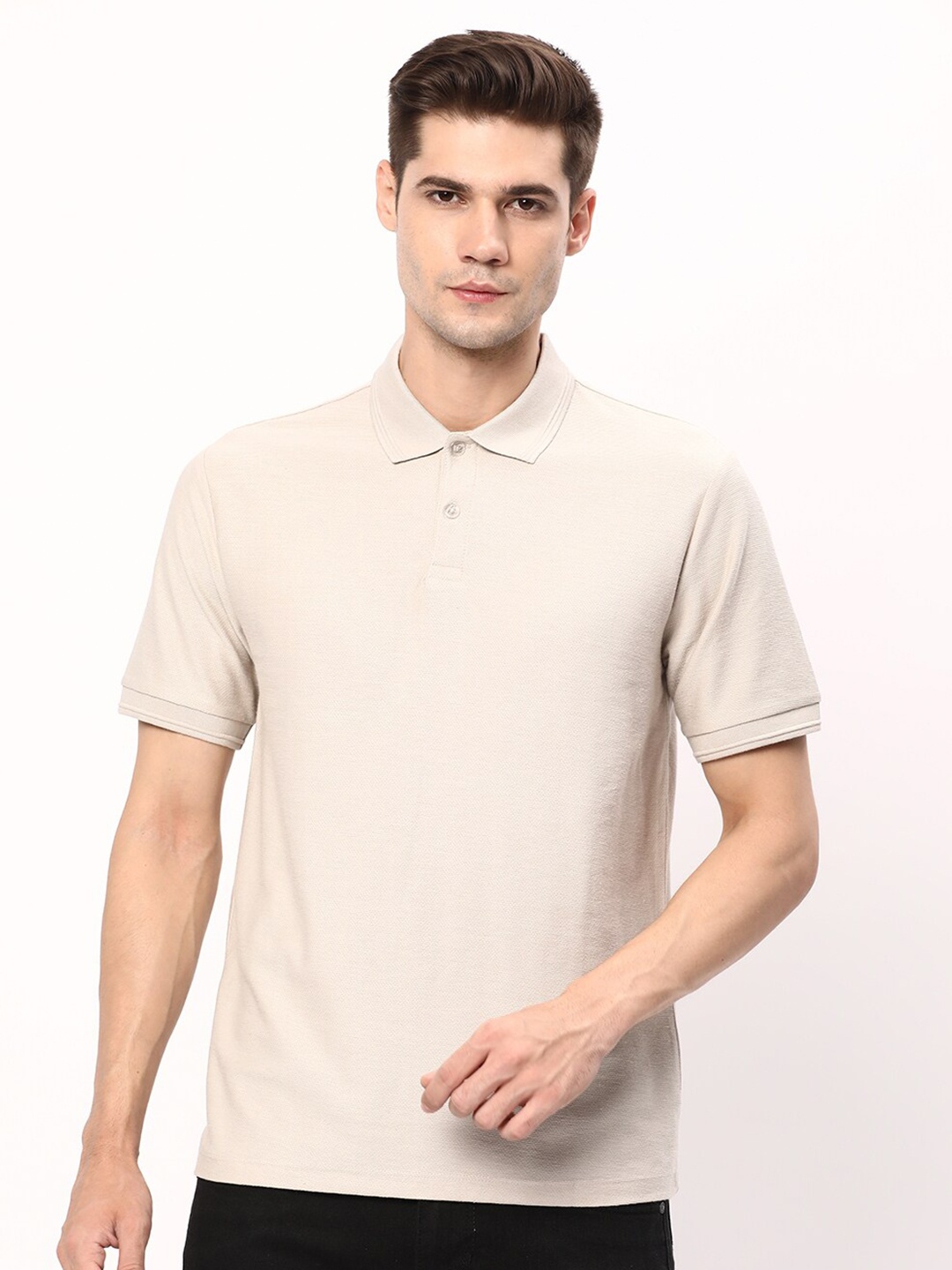 

R&B Polo Collar Relaxed Fit T-shirt, Peach