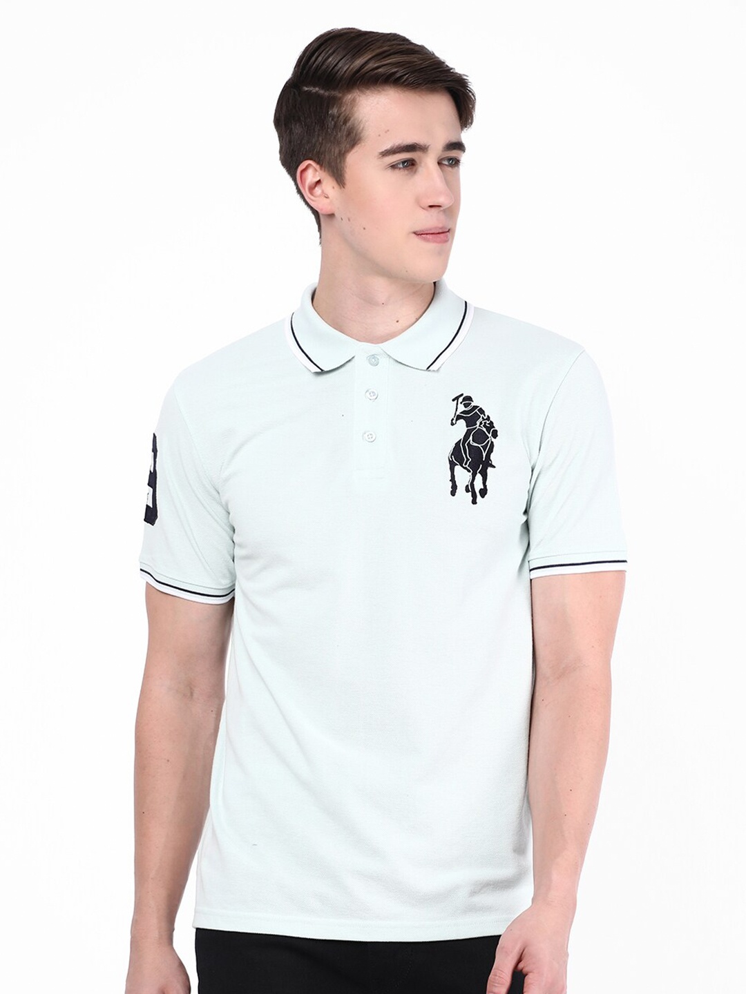 

R&B Polo Collar Relaxed Fit Cotton T-shirt, White