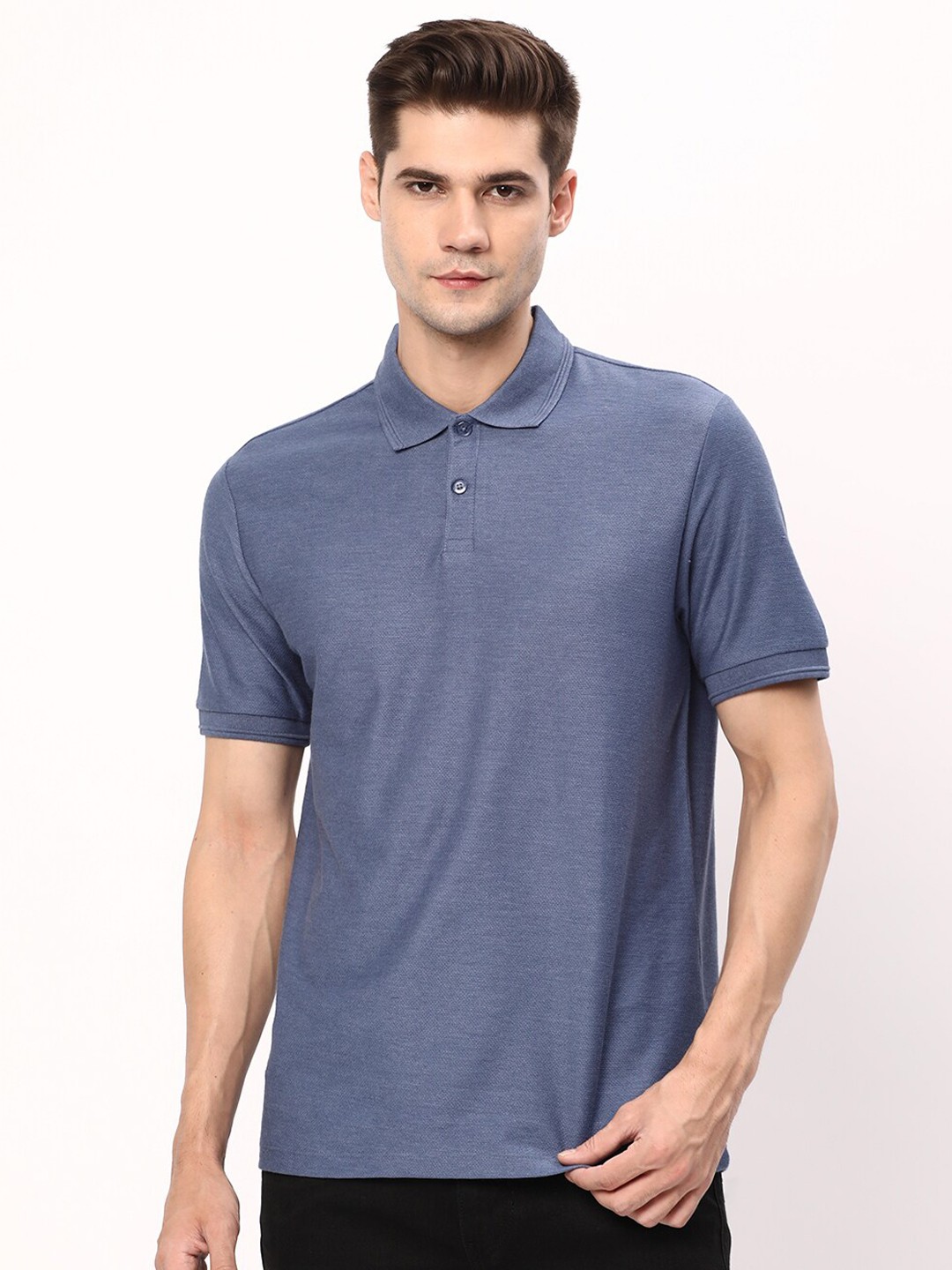 

R&B Polo Collar Relaxed Fit T-shirt, Blue