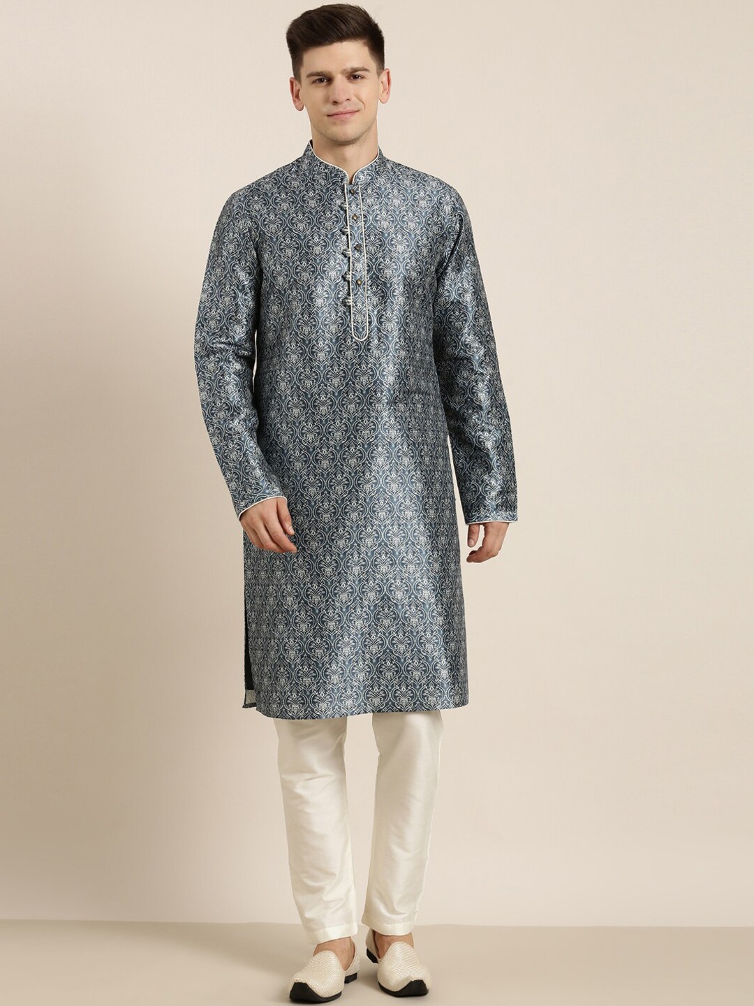 

TheEthnic.Co Ethnic Motifs Printed Regular Kurta with Pyjama, Blue