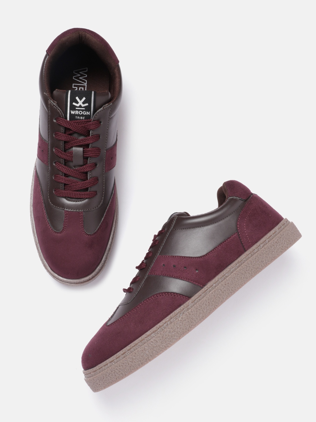 

WROGN Men Colourblocked Everyday Sneakers, Maroon