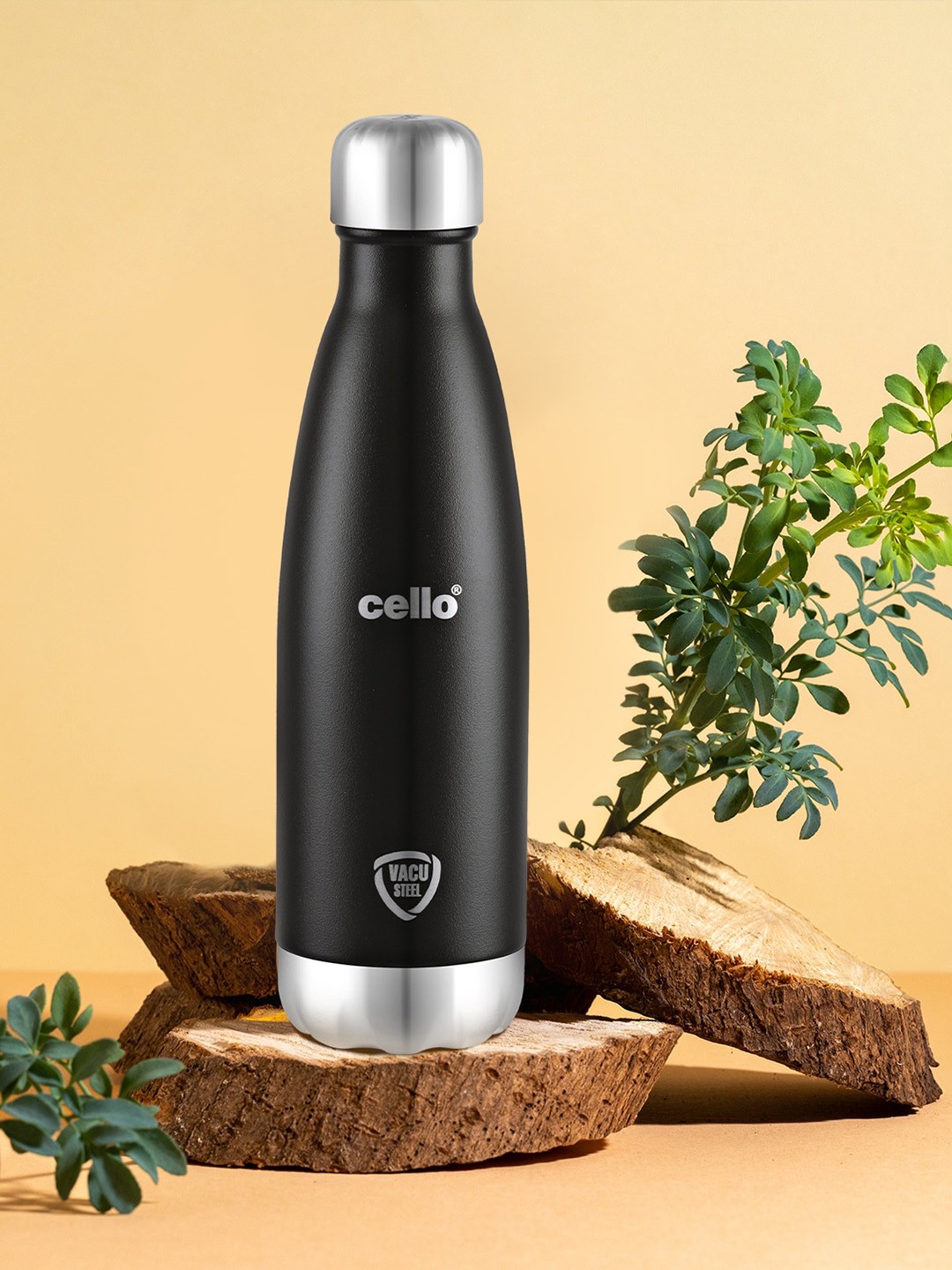 

Cello Duro Swift Black Stainless Steel Double Walled Water Bottle 750ml