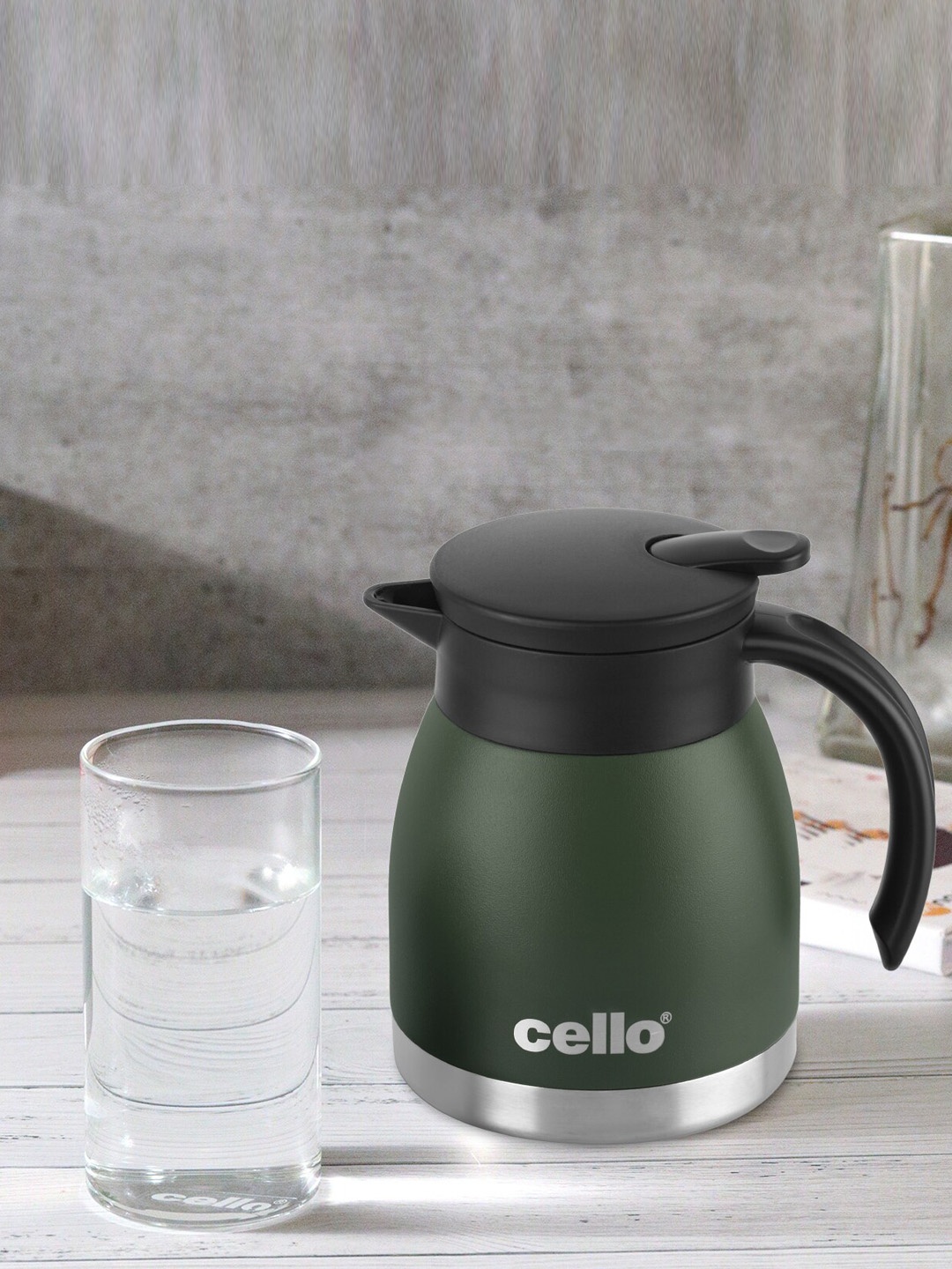 

Cello Duro Pot Military Green Double-Insulated Stainless Steel Kettle-600ml