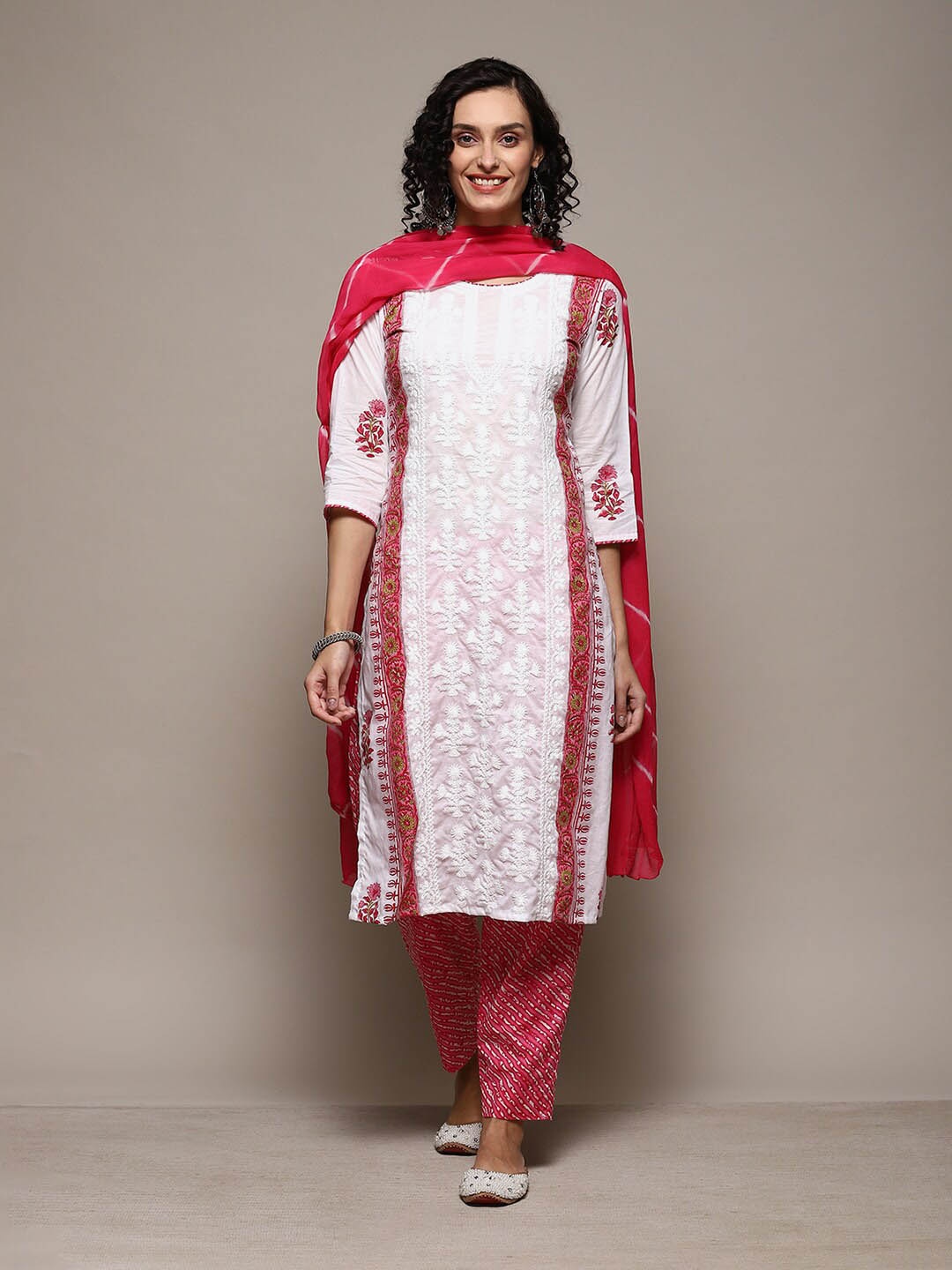 

Biba Floral Embroidered Unstitched Dress Material, Pink