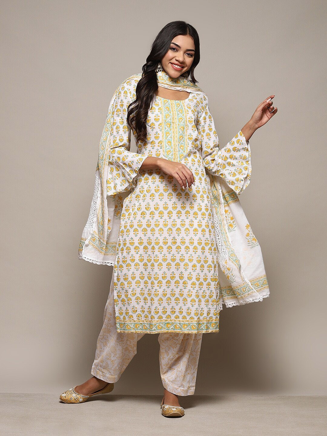 

Biba Ethnic Motifs Printed Unstitched Dress Material, White