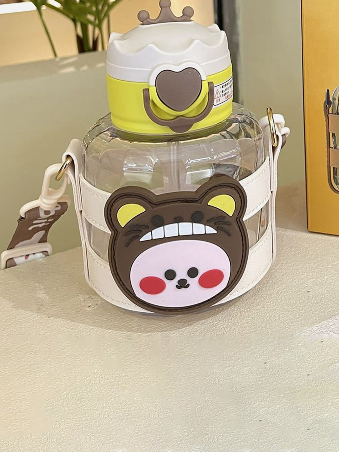 

Little Surprise Box LLP Kids White Monkey with Crown Lid Water Bottle-600ml