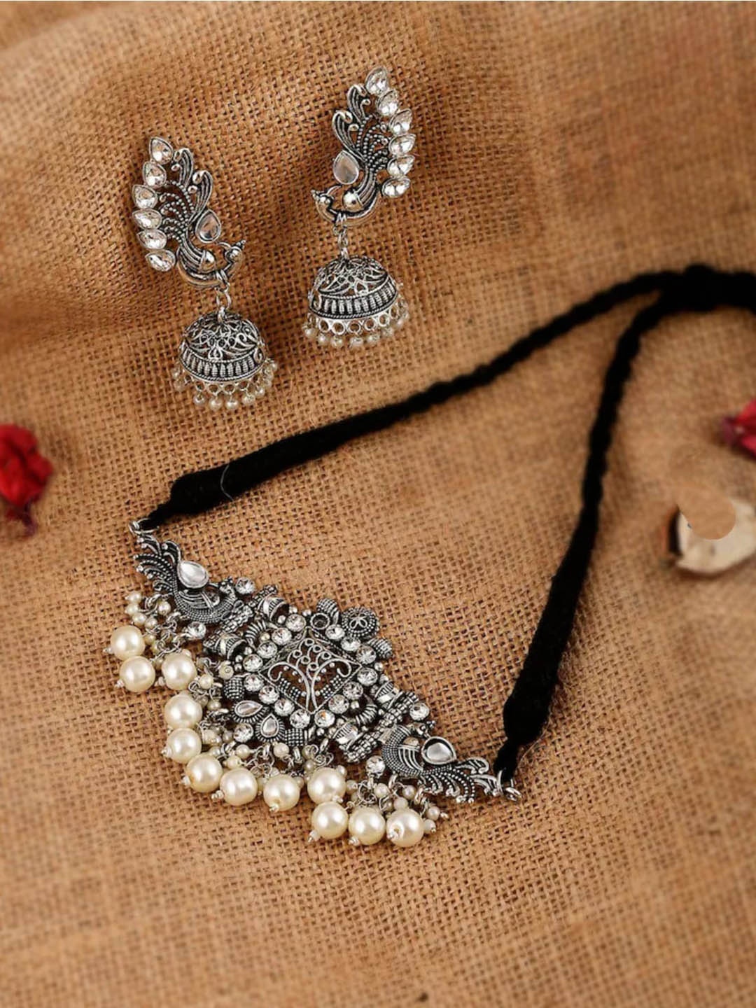 

PRASUB Silver-Plated Sterling Silver Necklace & Earrings