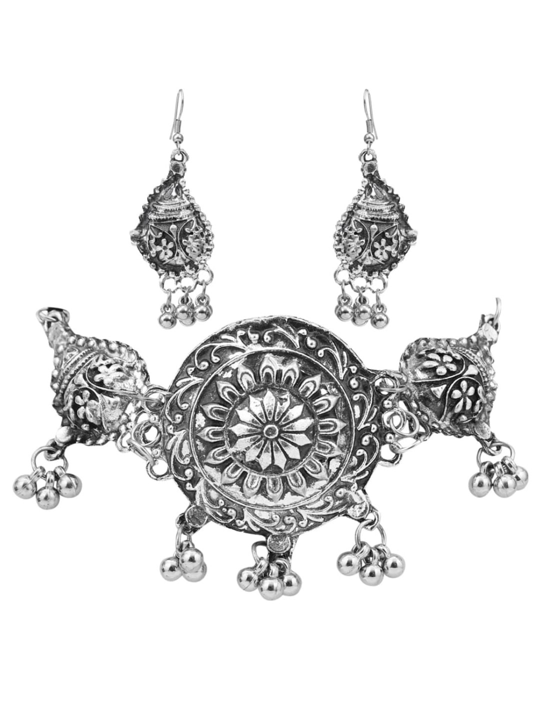 

PRASUB Silver-Plated Necklace & Earrings Set