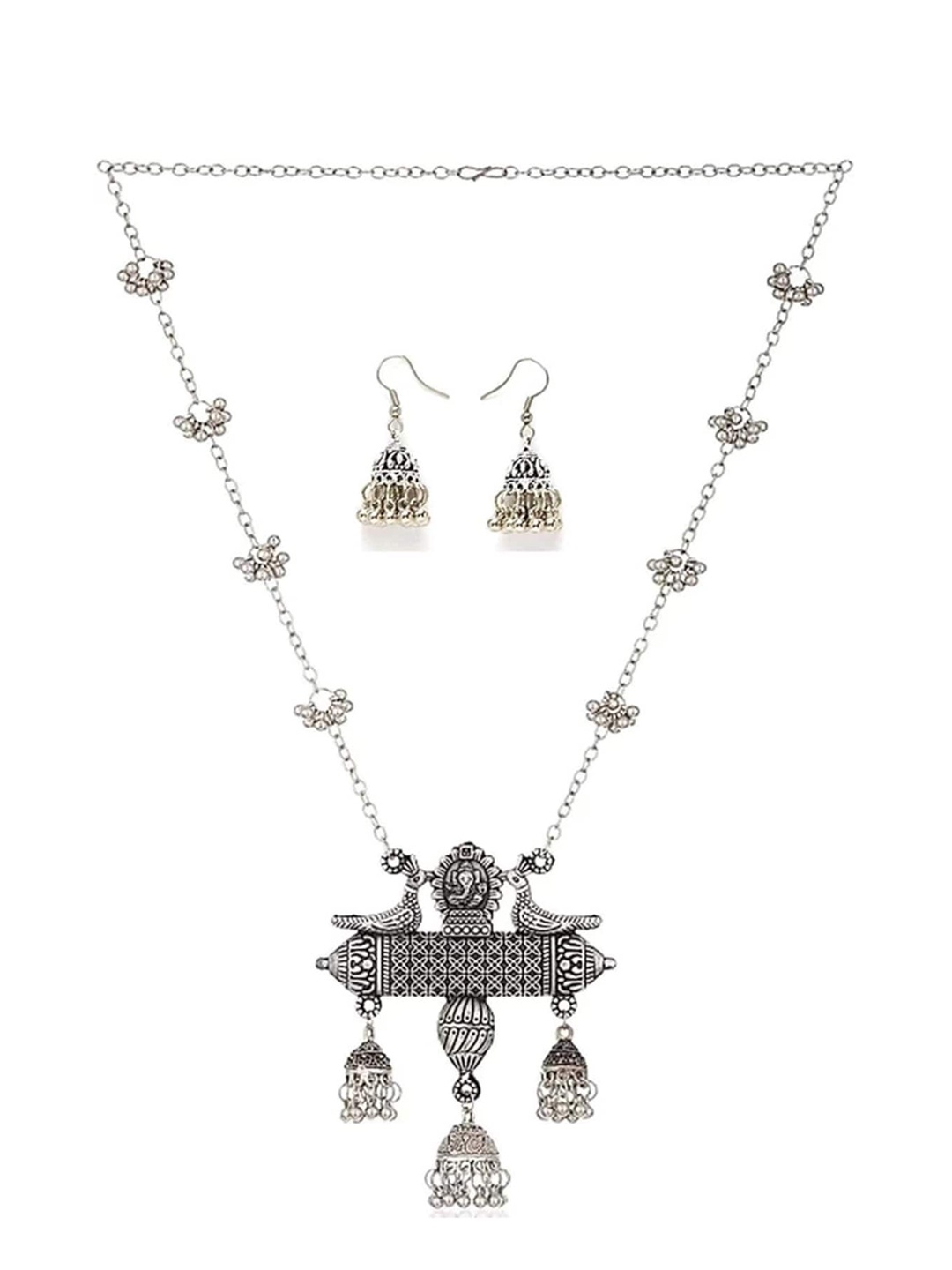 

PRASUB Silver-Plated Necklace & Earrings