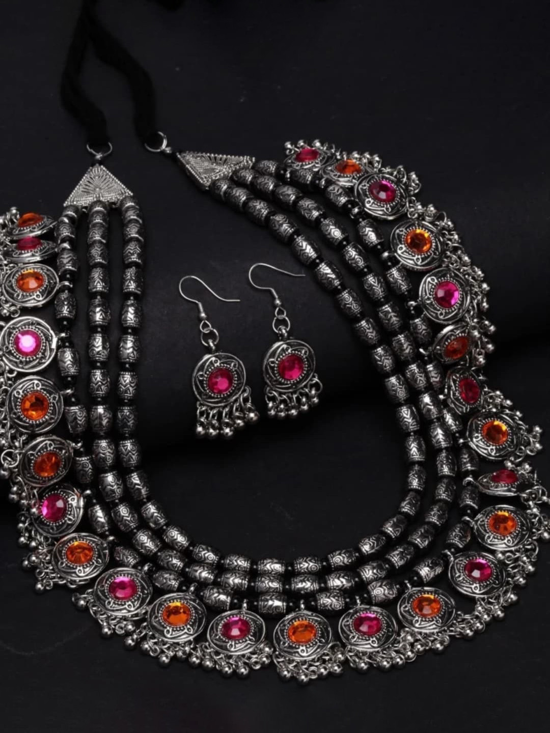 

PRASUB Silver-Plated Necklace & Earrings Set