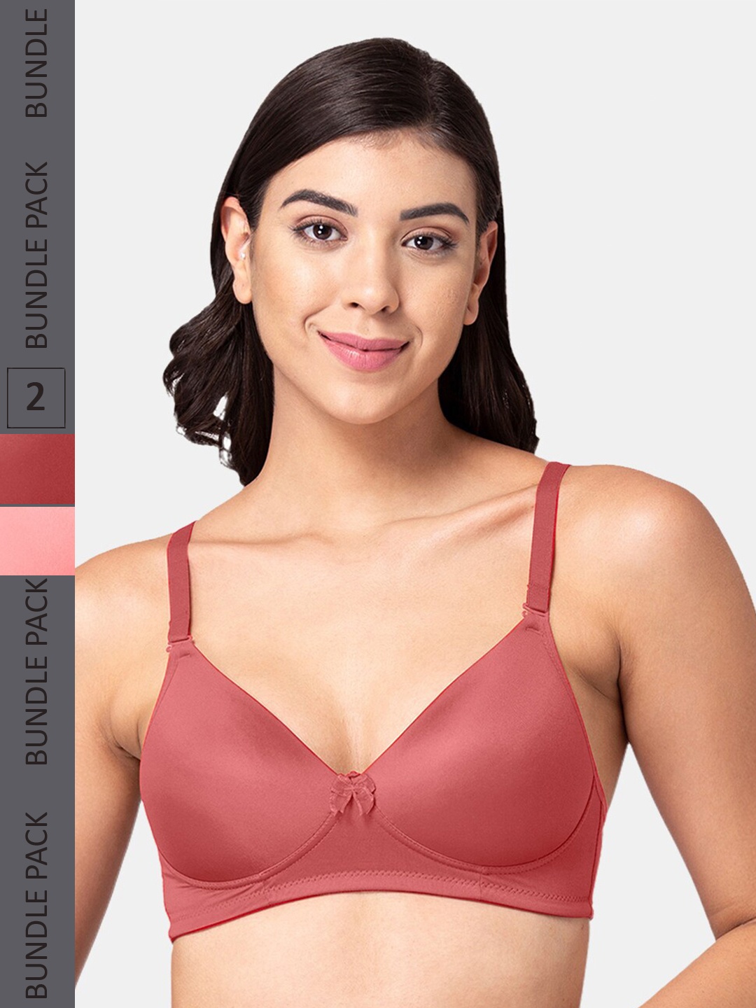 

Tweens Pack Of 2 Lightly Padded Multiway Strap Full Coverage T-Shirt Bra All Day Comfort, Brown