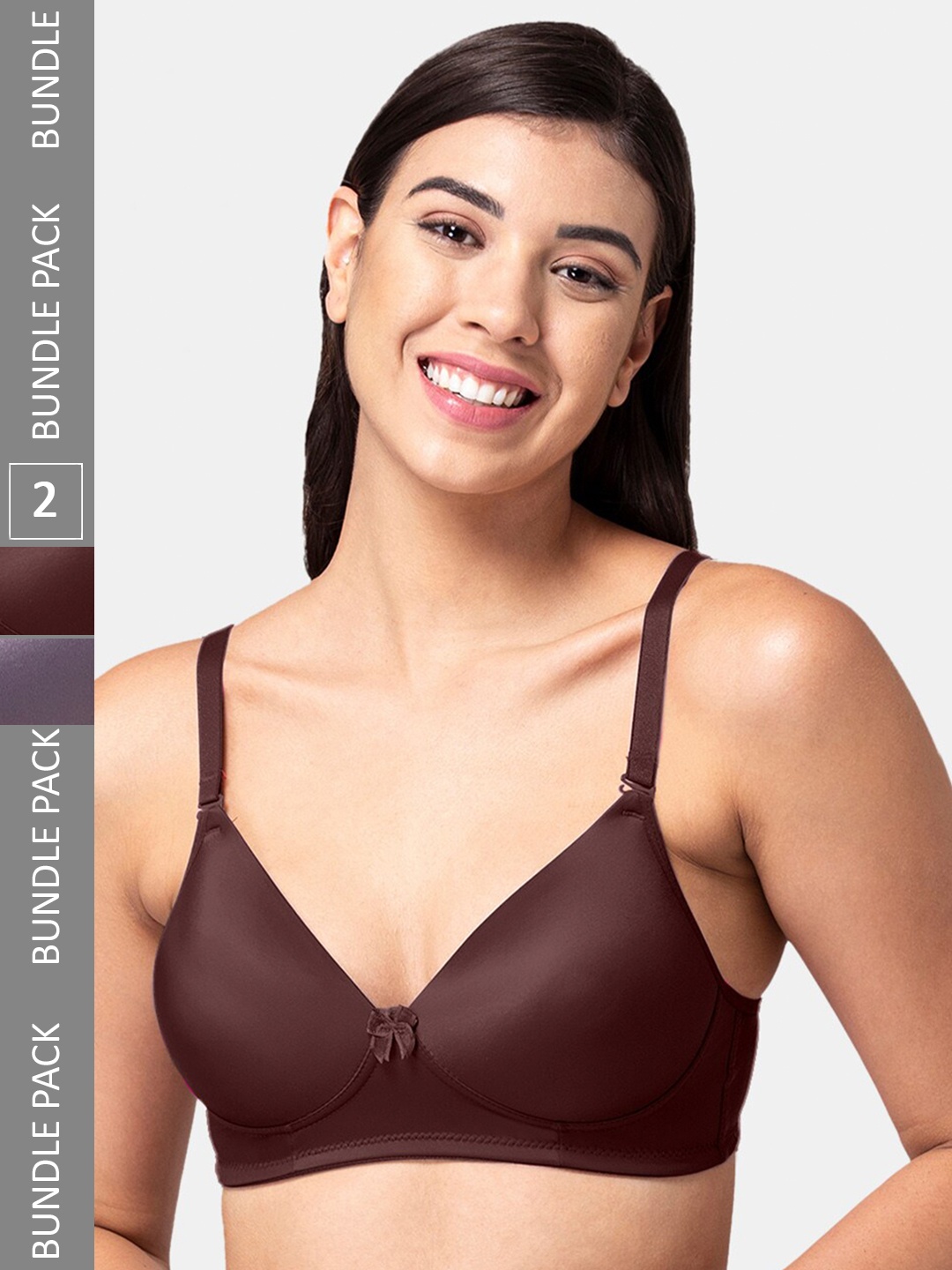 

Tweens Pack Of 2 Full Coverage Lightly Padded Bra With All Day Comfort, Coffee brown