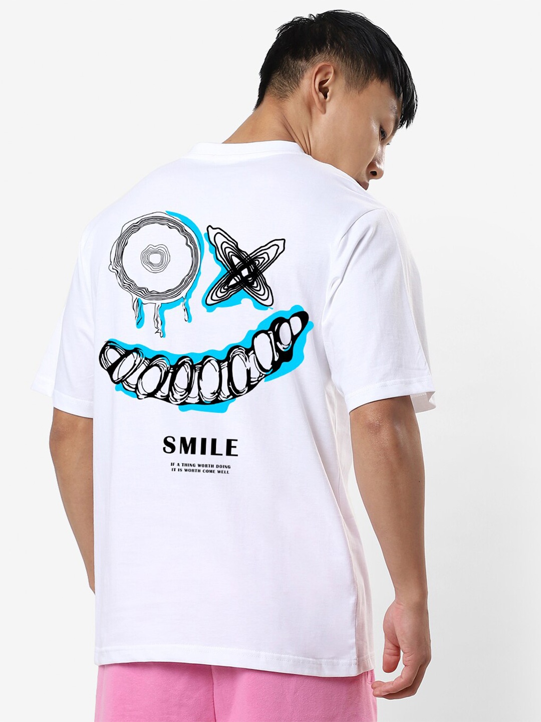 

STATUS MANTRA Graphic Printed Oversized Cotton T-shirt, White