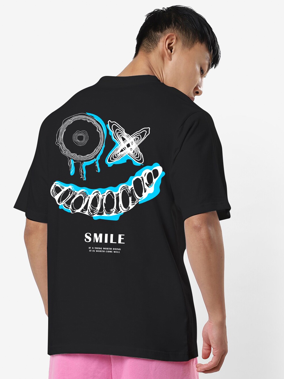 

STATUS MANTRA Graphic Printed Oversized Cotton T-shirt, Black