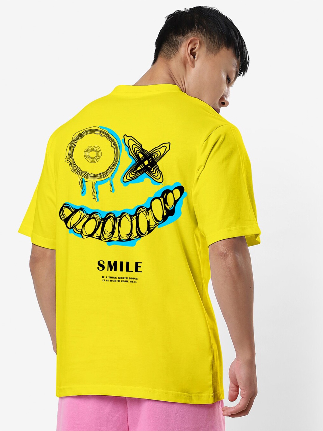 

STATUS MANTRA Graphic Printed Round Neck Cotton Casual T-Shirt, Yellow