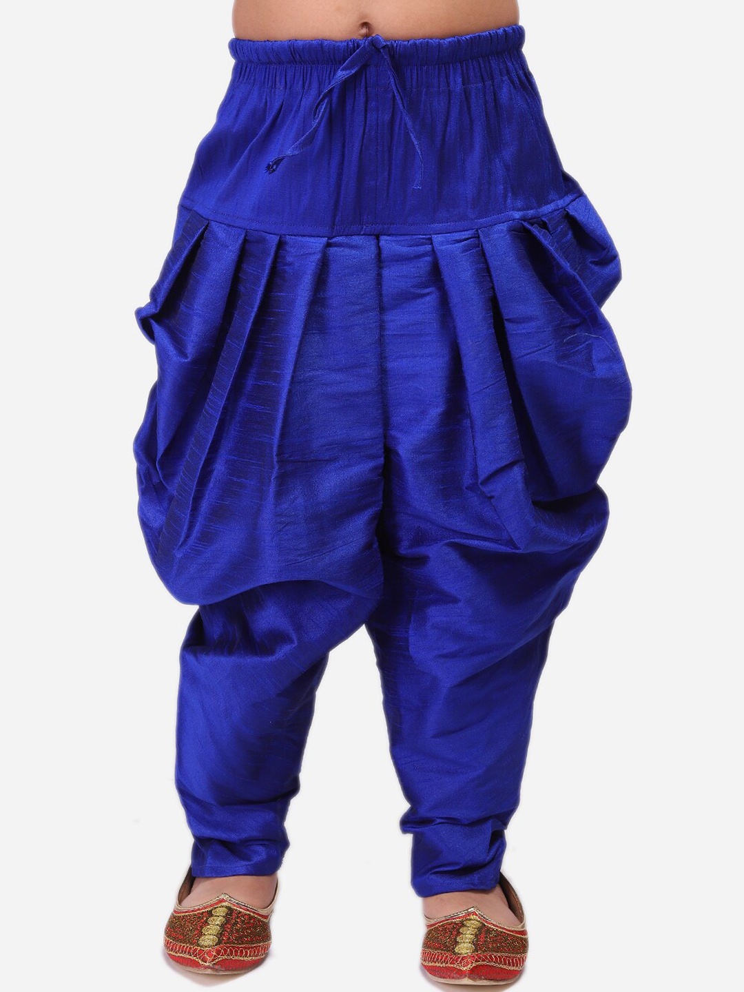 

NAMASKAR Boys Silk Straight-Fit With Gathers And Pleats Patiala, Blue
