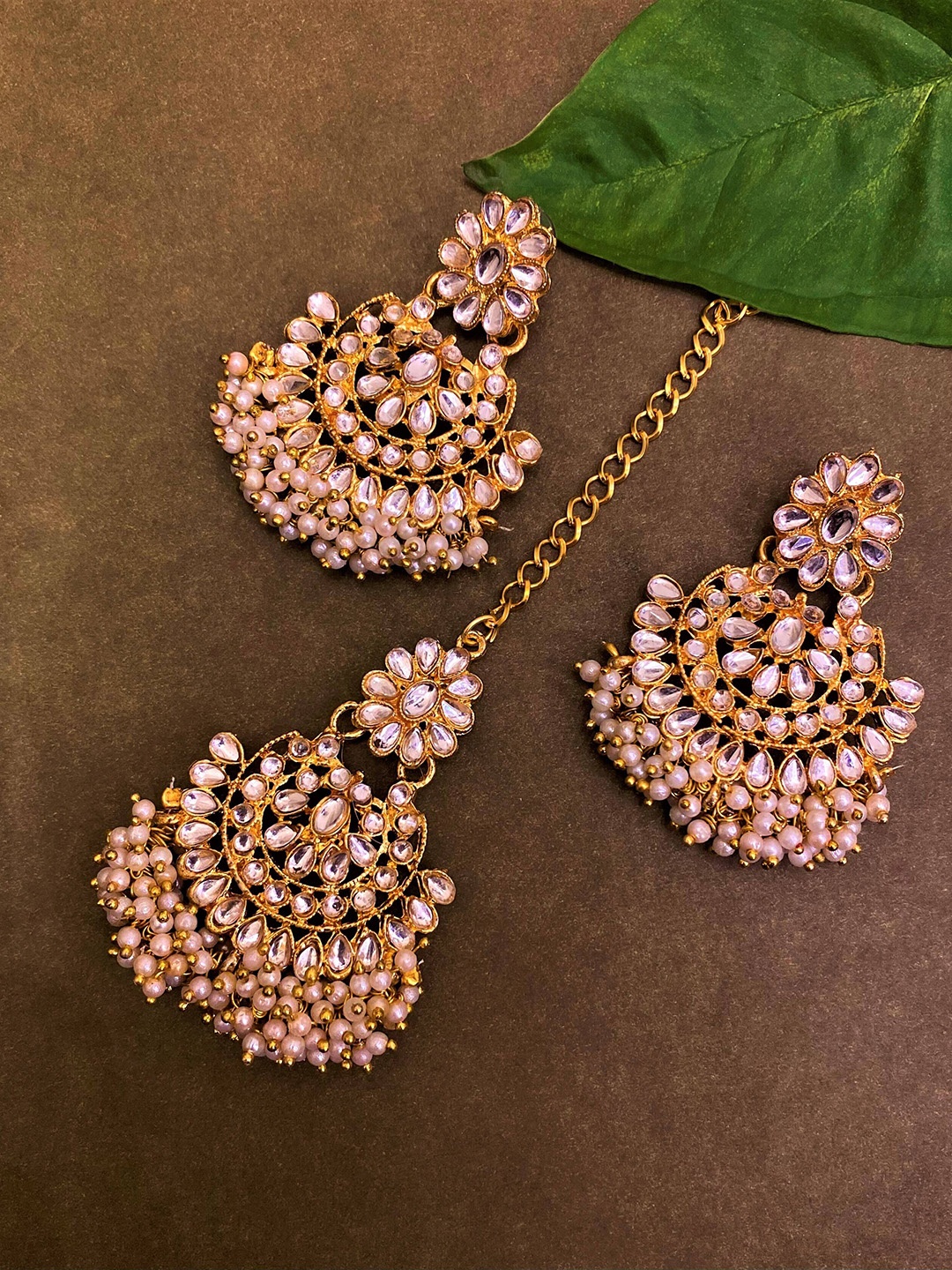 

ATIBELLE Gold-Plated Kundan Studded Jewellery Set