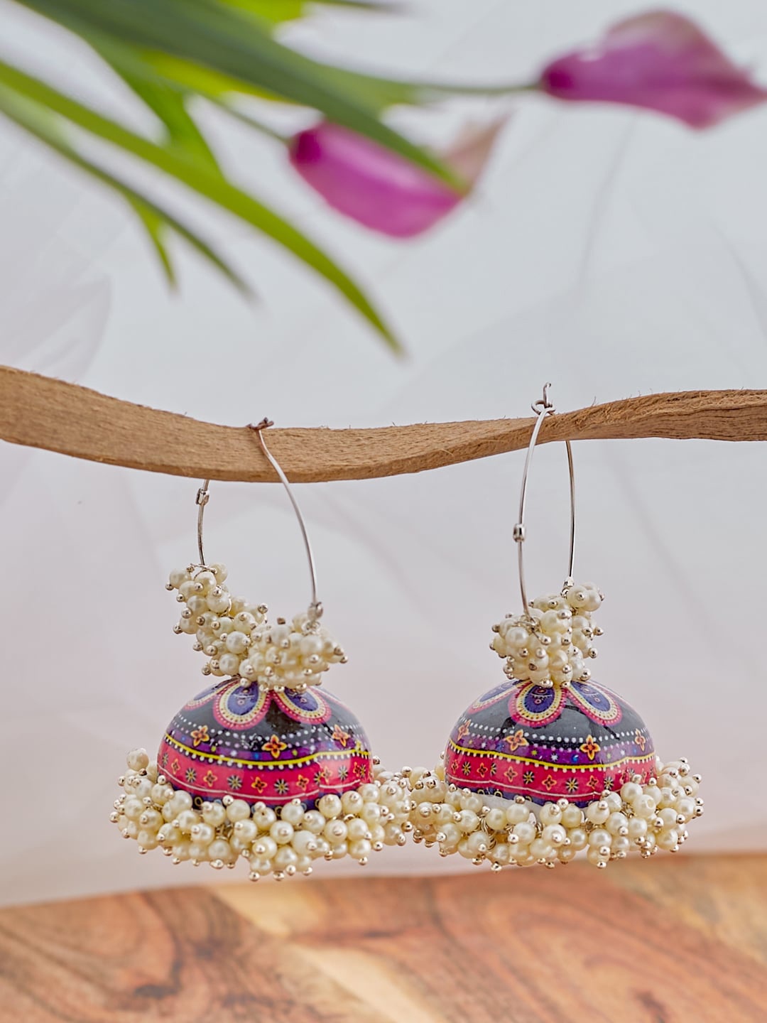 

ATIBELLE German Silver Silver-Plated Dome Shaped Jhumkas, Gold