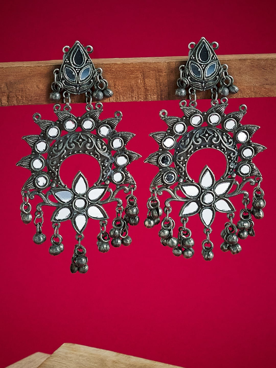 

ATIBELLE German Silver Silver-Plated Contemporary Drop Earrings