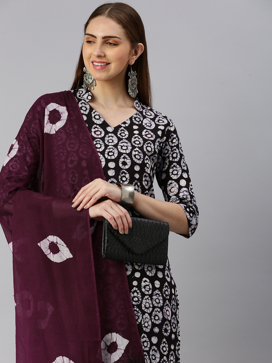 

flaher Women Printed Regular Pure Cotton Kurta with Salwar & With Dupatta, Purple