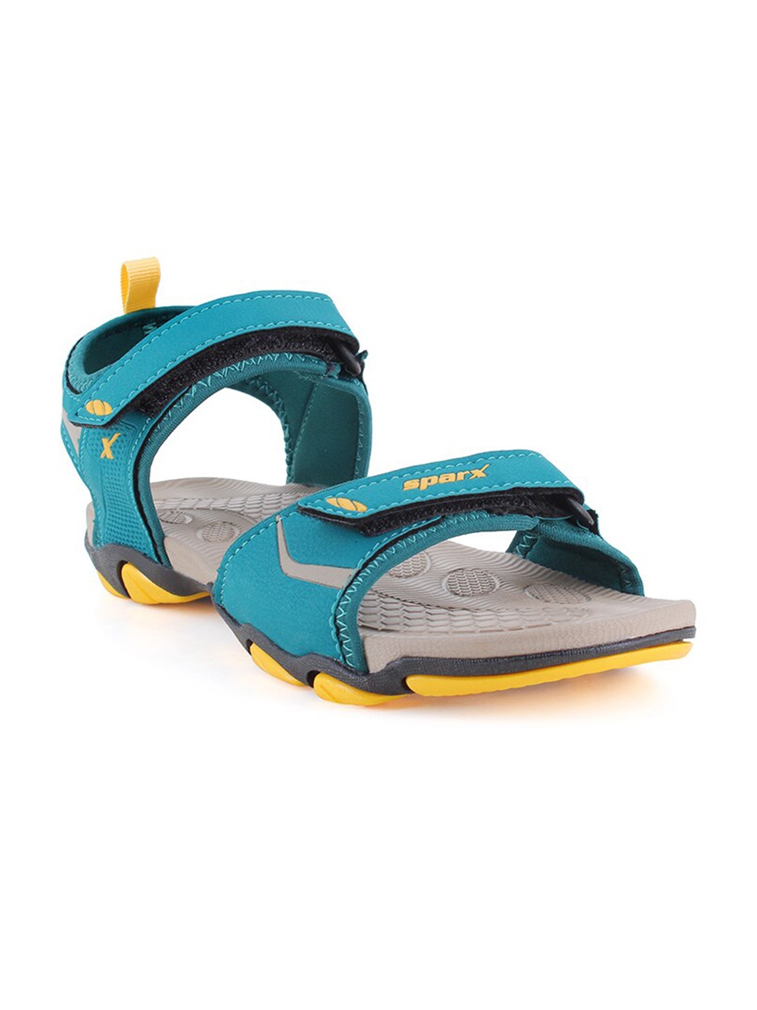 

Sparx Men Textured Brand Logo Sports Sandals, Teal