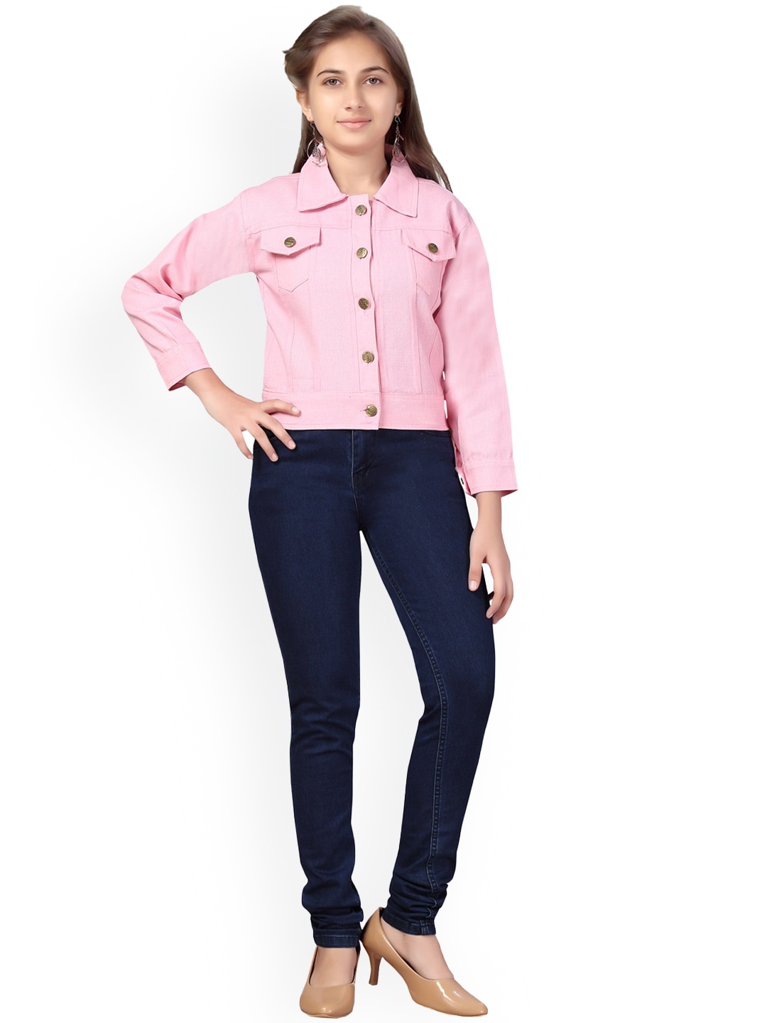 

BAESD Girls Lightweight Crop Cotton Denim Jacket, Pink