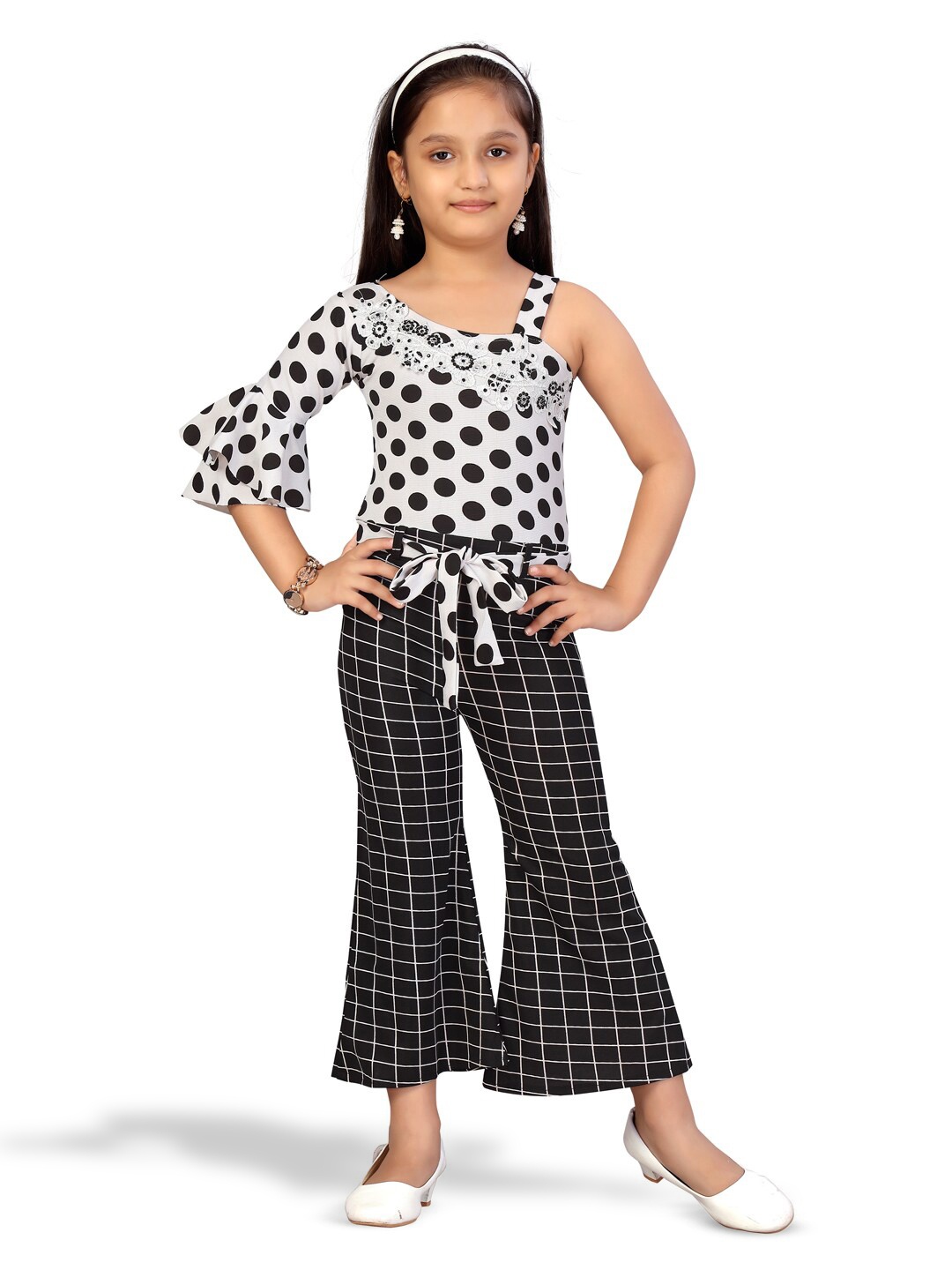 

BAESD Girls Printed Top with Palazzos, Black