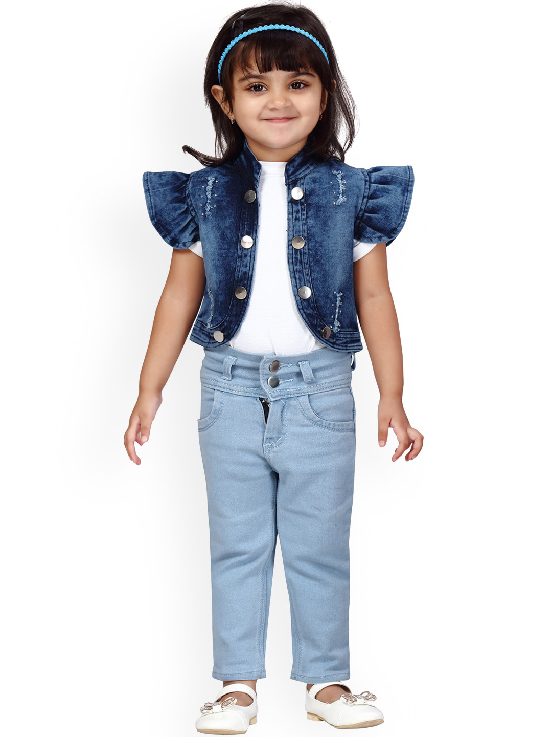 

BAESD Girls Washed Lightweight Crop Denim Jacket, Blue