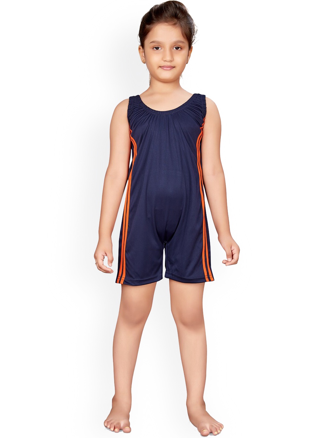 

BAESD Girls Round Neck Sleeveless Swimsuit, Navy blue