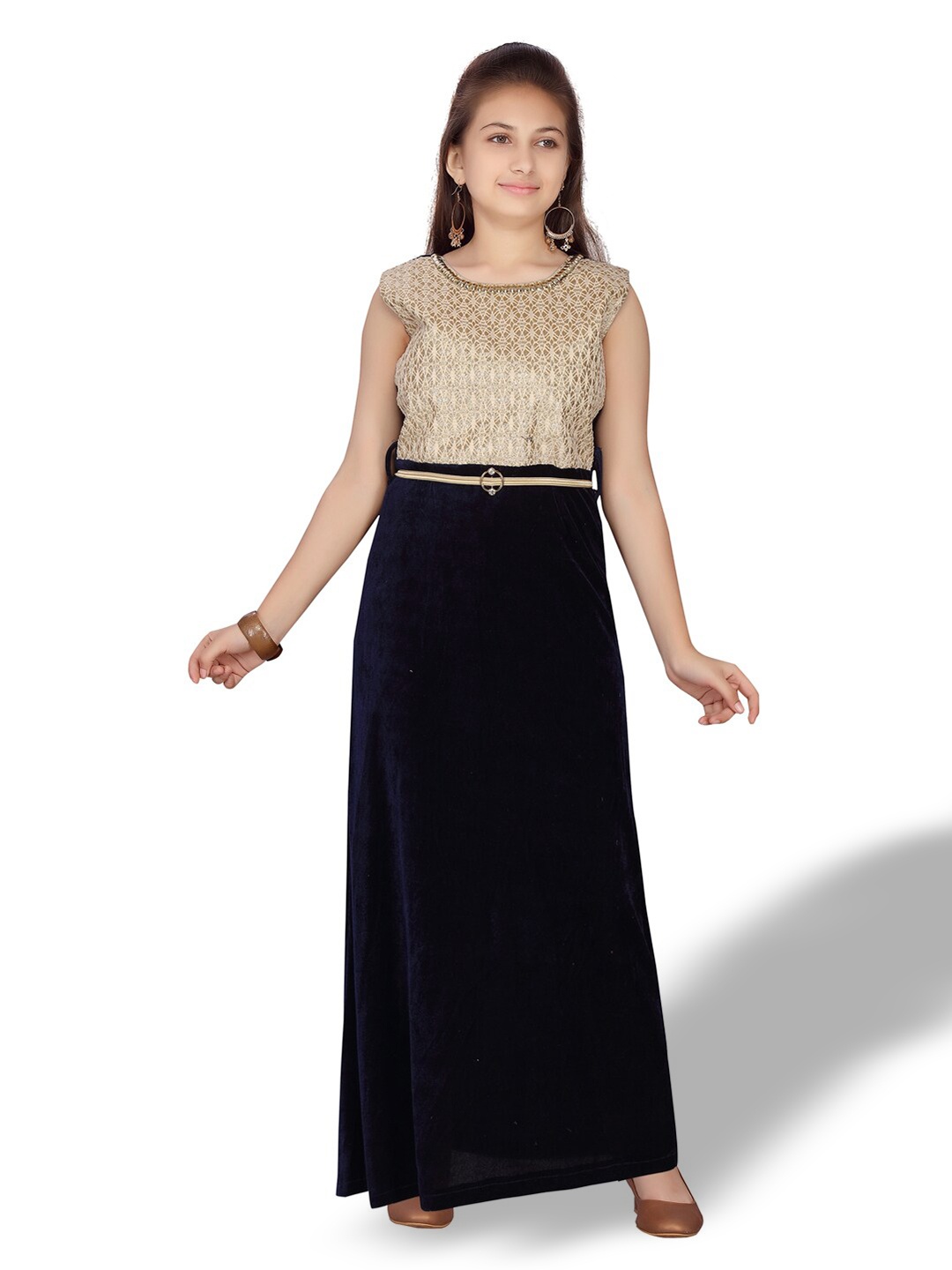 

BAESD Embellished Sleeveless Velvet Maxi Dress, Navy blue