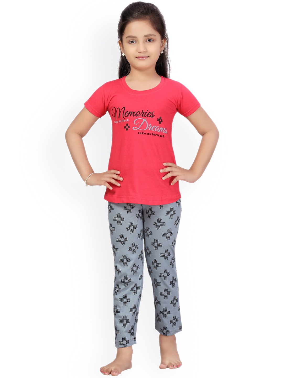 

BAESD Printed Pure Cotton Night Suit, Pink