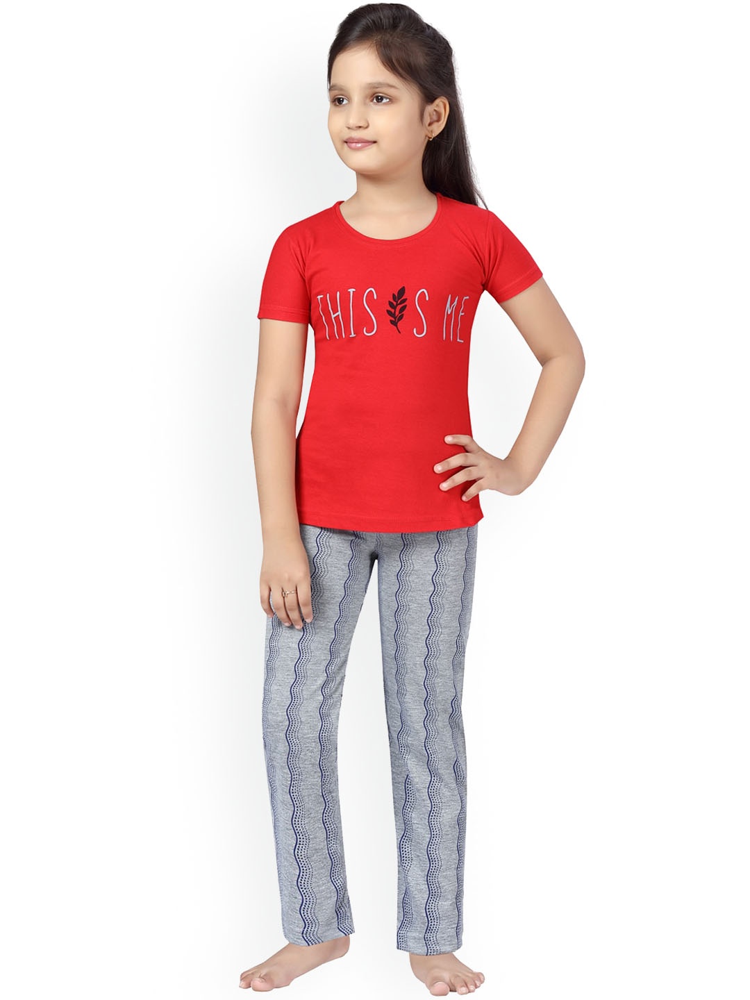 

BAESD Printed Pure Cotton Night Suit, Red