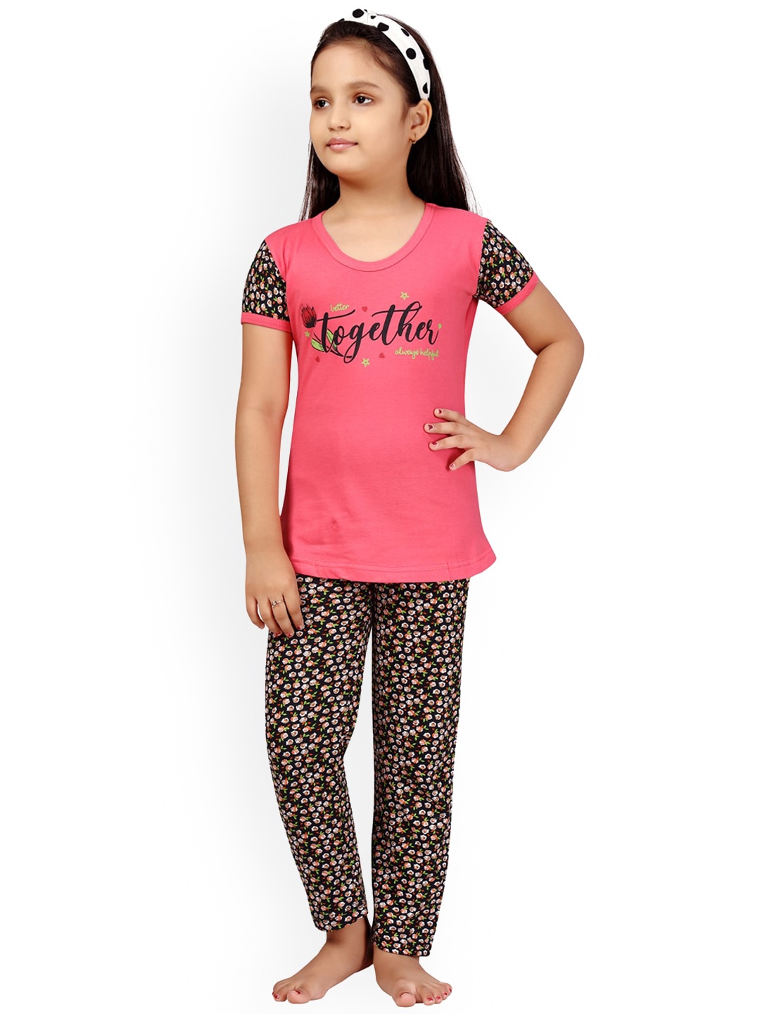 

BAESD Printed Pure Cotton Night Suit, Pink