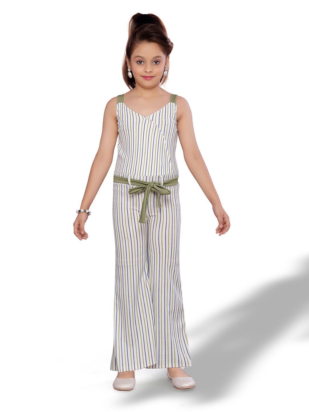 

BAESD Girls Striped Cotton Basic Jumpsuit, Green