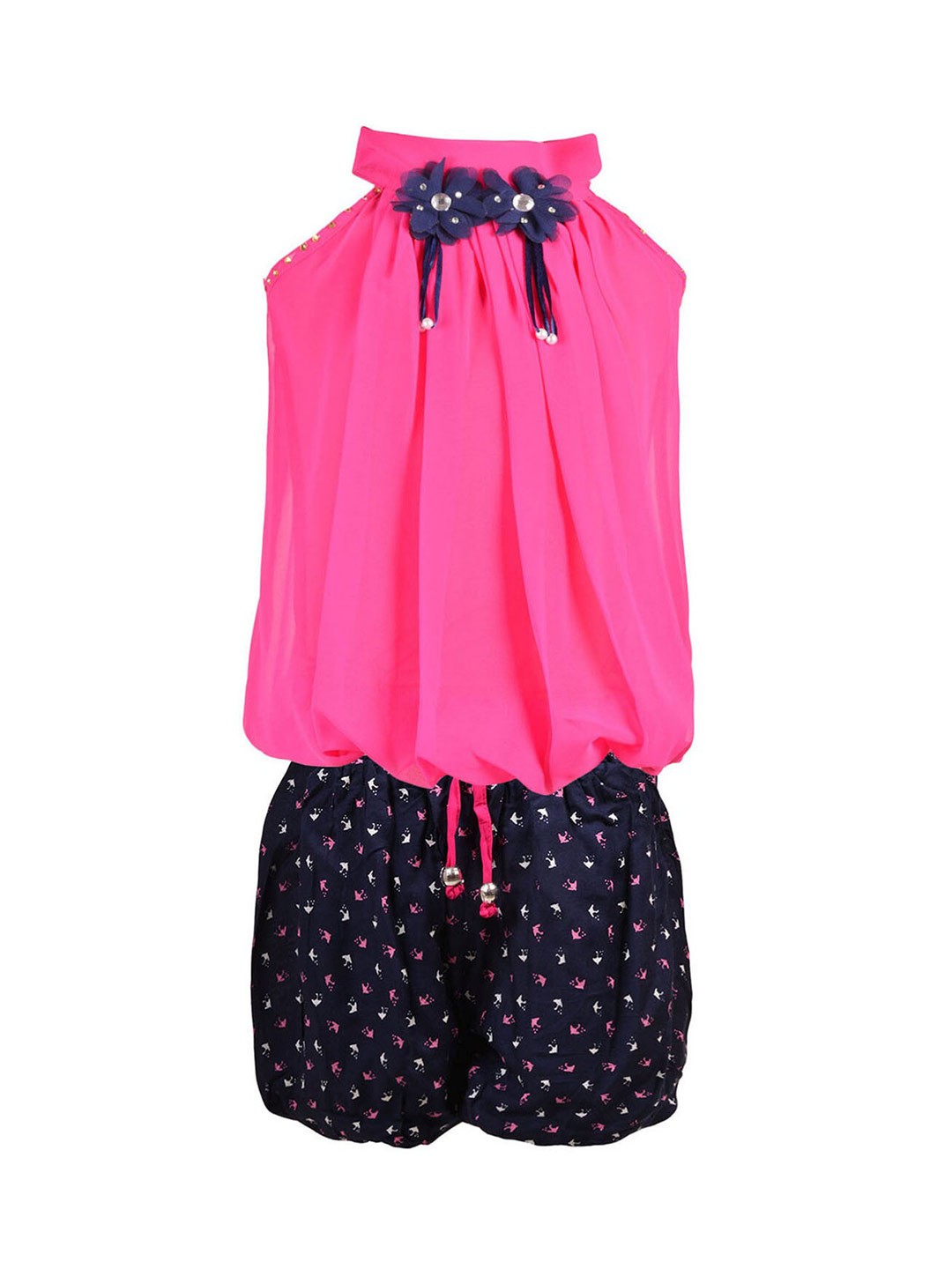 

BAESD Girls Printed Halter Neck Top with Shorts, Pink