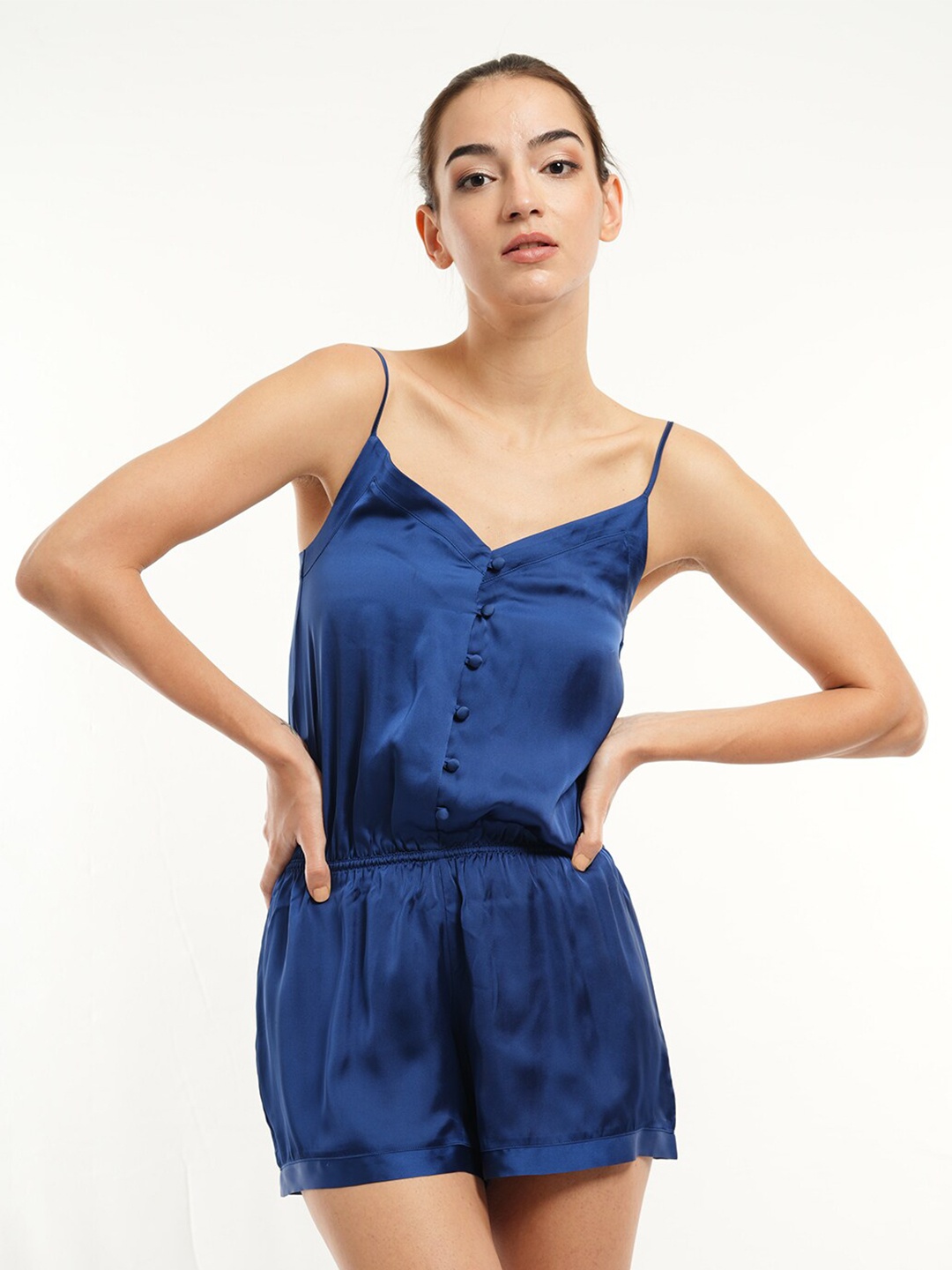 

mackly Shoulder Straps Playsuit, Blue