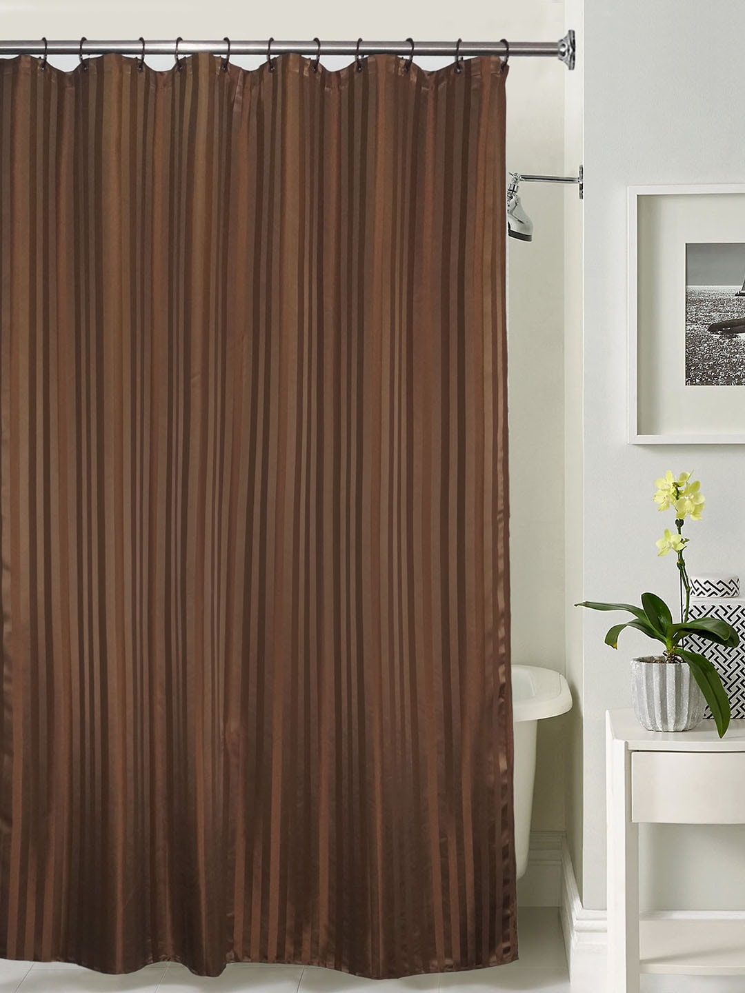 

Lushomes Brown Striped Shower Curtain