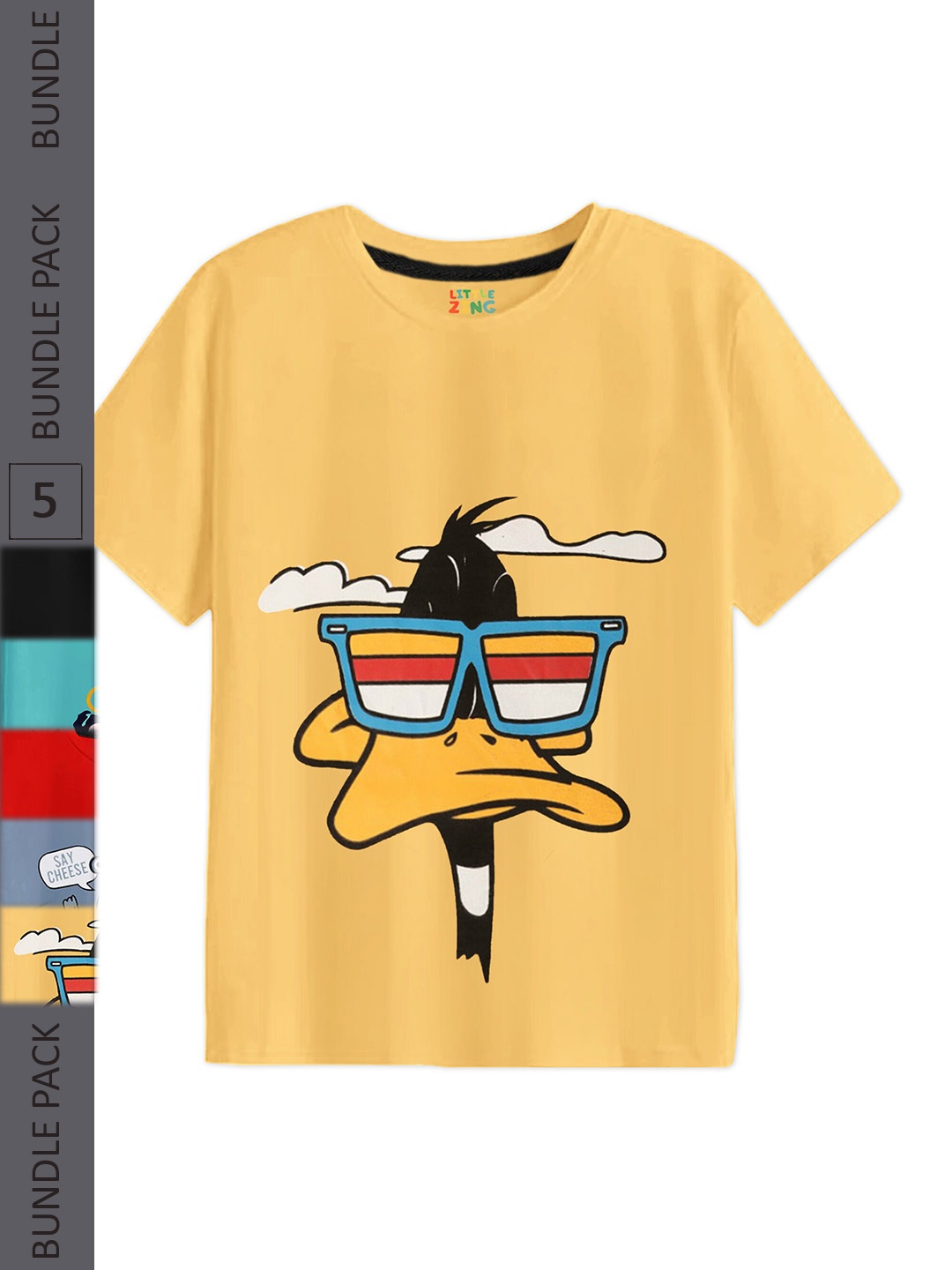 

BAESD Boys Pack Of 5 Printed Cotton T-shirt, Yellow