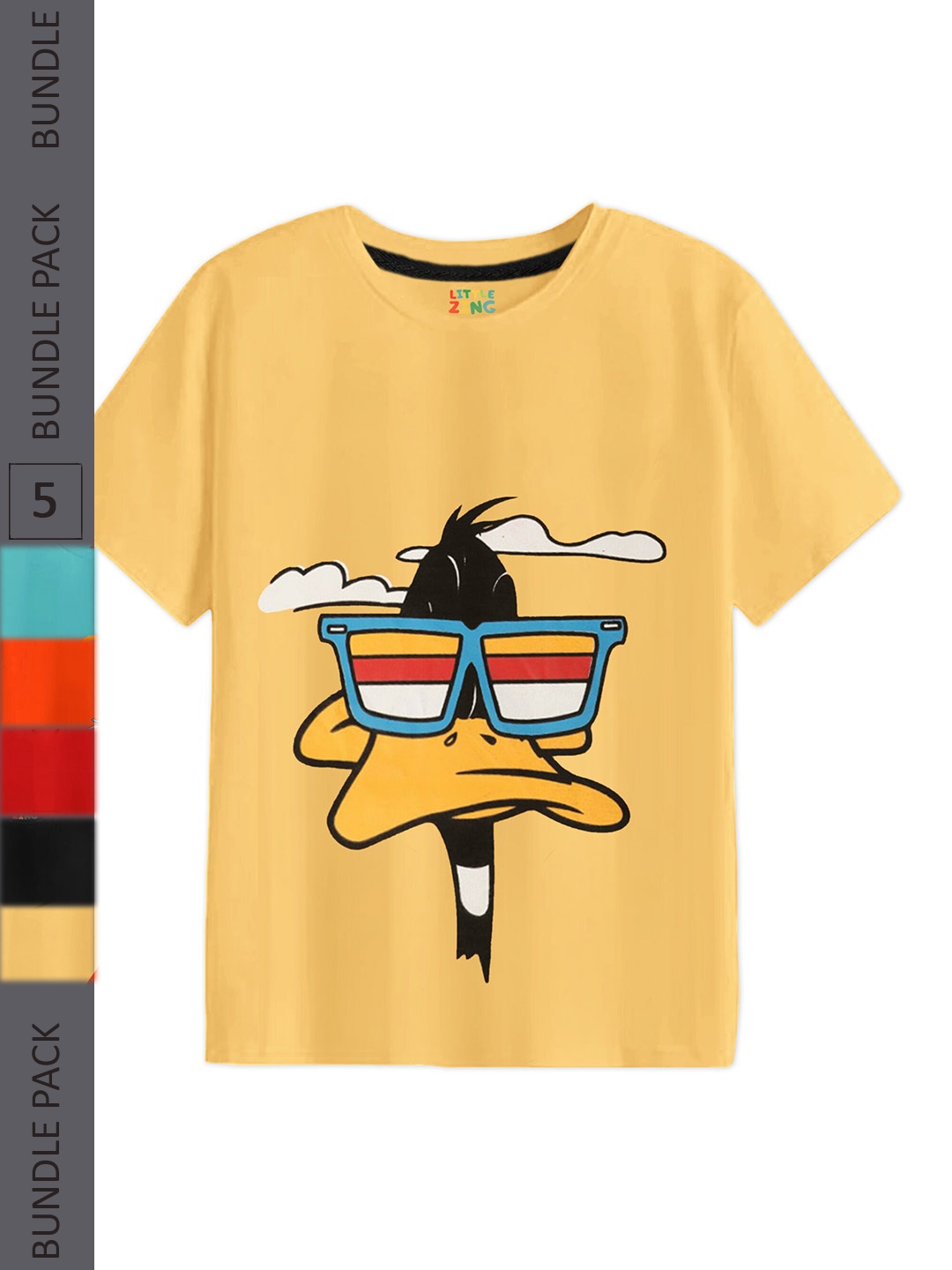 

BAESD Boys Pack Of 5 Printed Cotton T-shirt, Yellow