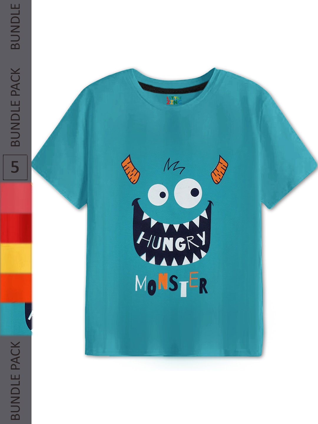 

BAESD Boys Pack of 5 Graphic Printed Cotton T-shirt, Sea green