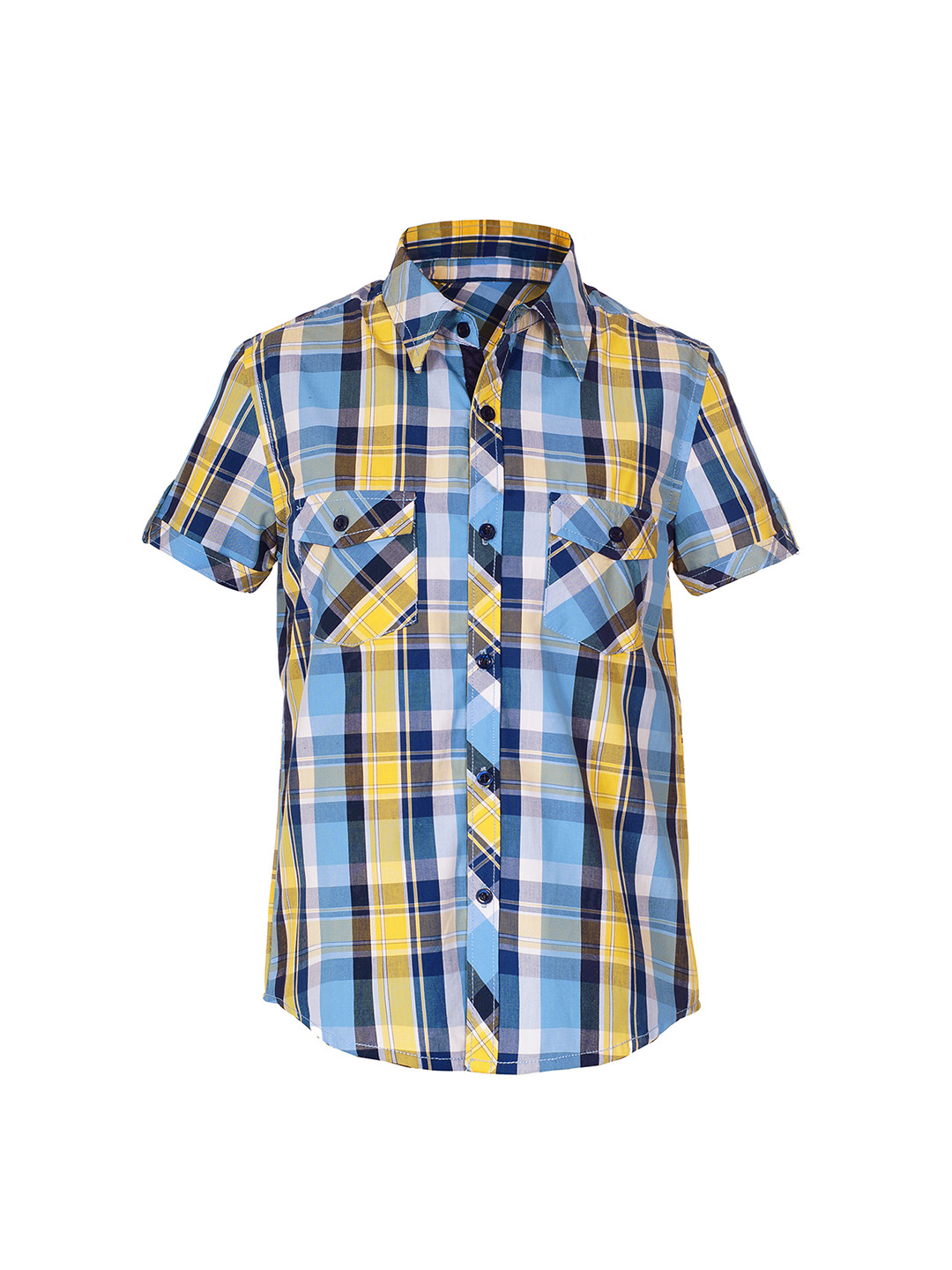 

naughty ninos Boys Blue & Yellow Regular Fit Checked Casual Shirt