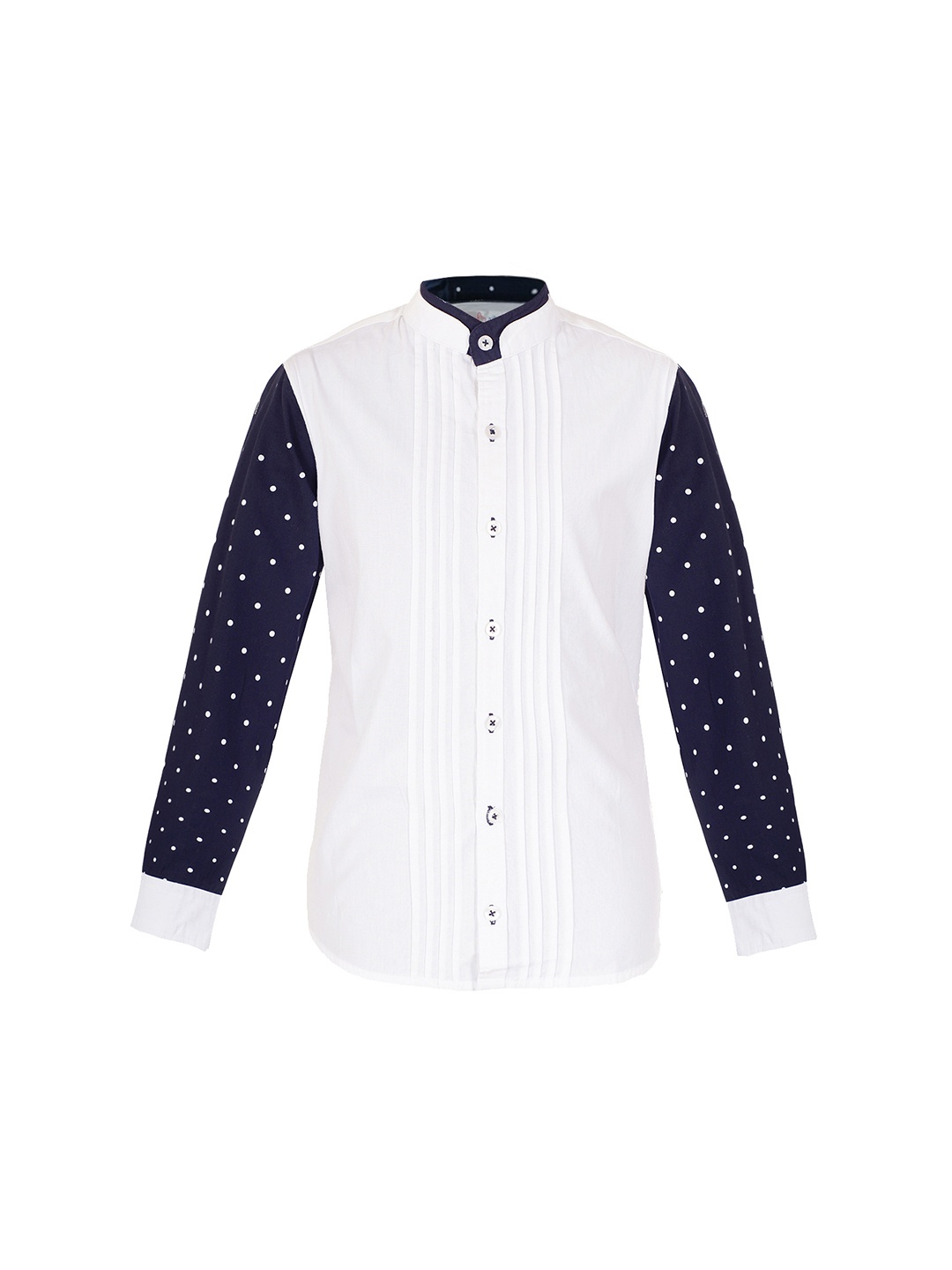 

naughty ninos Boys White & Navy Blue Regular Fit Printed Casual Shirt