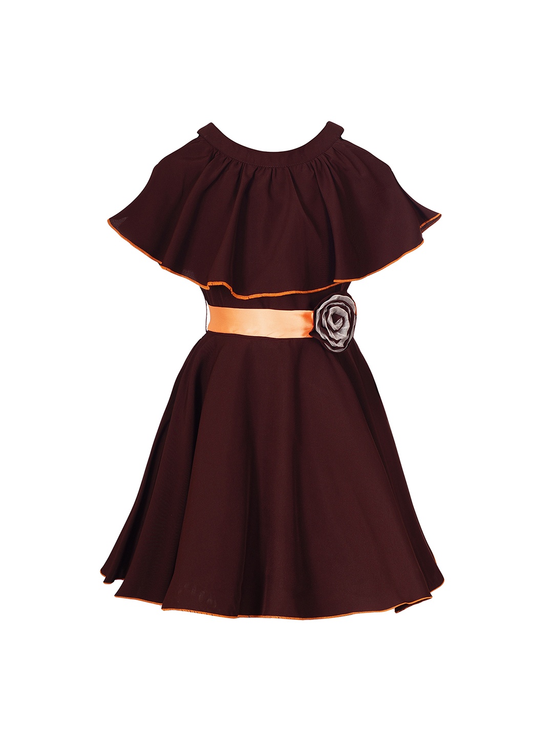 

naughty ninos Girls Brown Solid Fit and Flare Dress