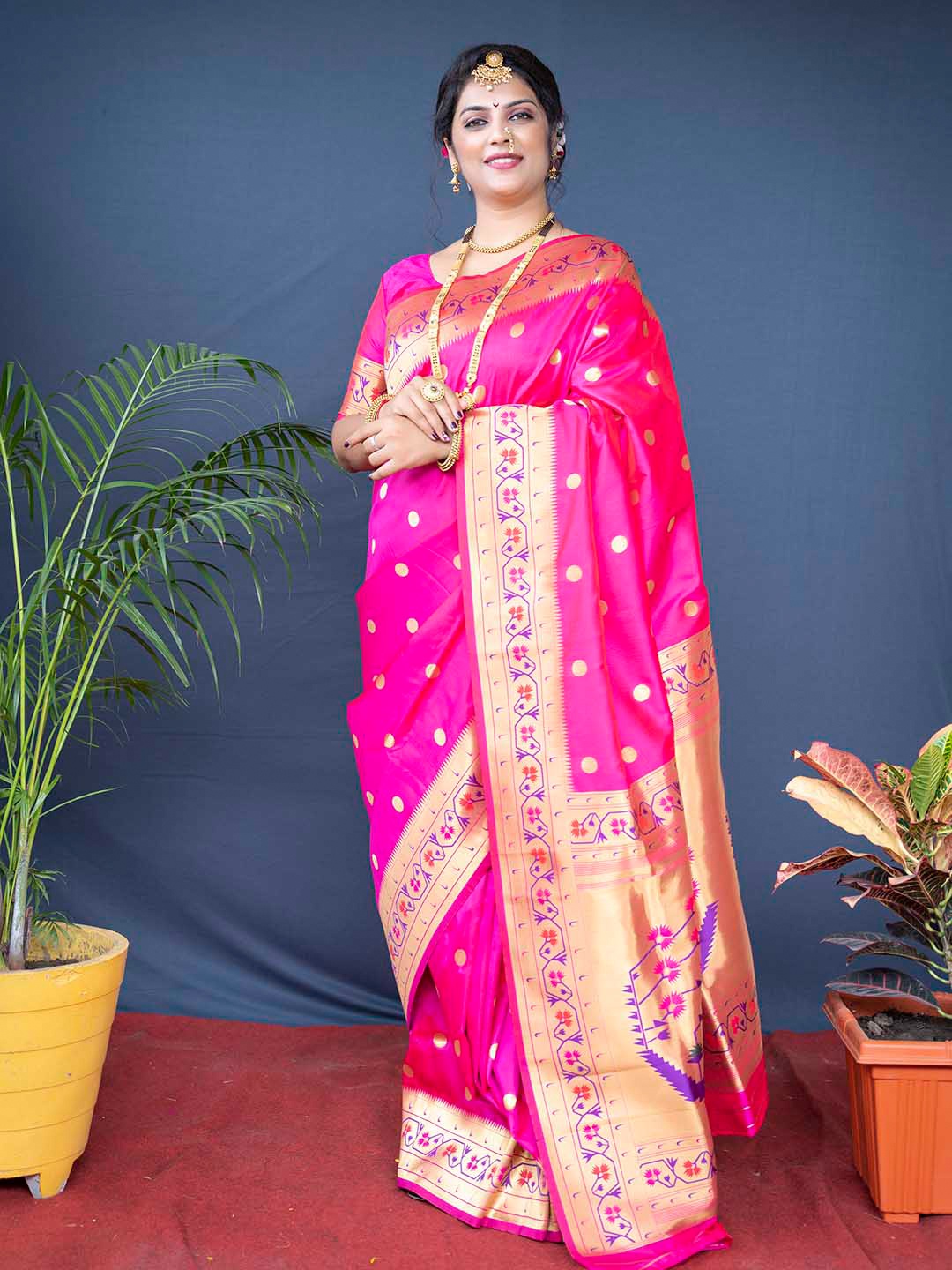 

Mitera Woven Design Zari Art Silk Saree, Pink
