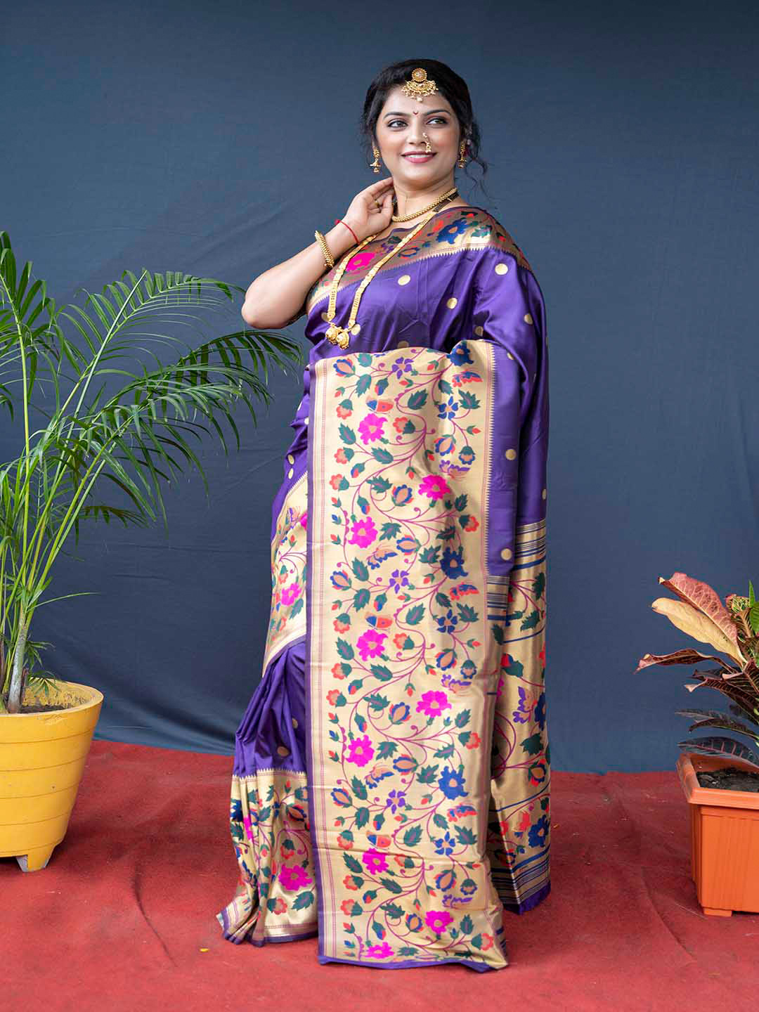 

Mitera Woven Design Zari Art Silk Saree, Purple