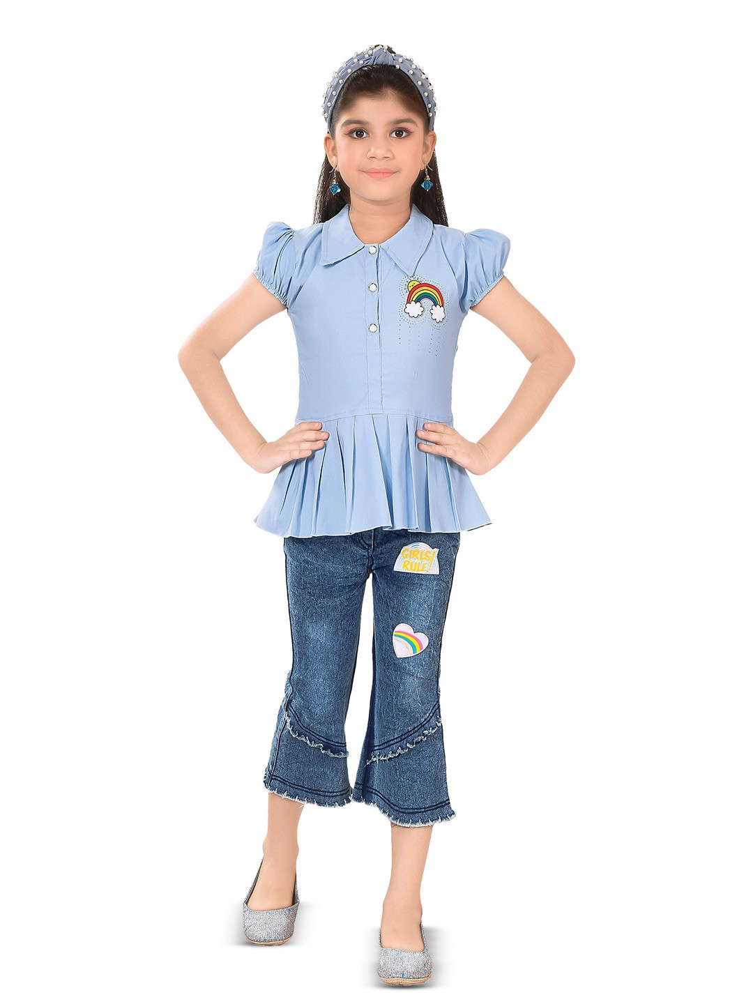 

BURBN Printed Top with Capris, Blue